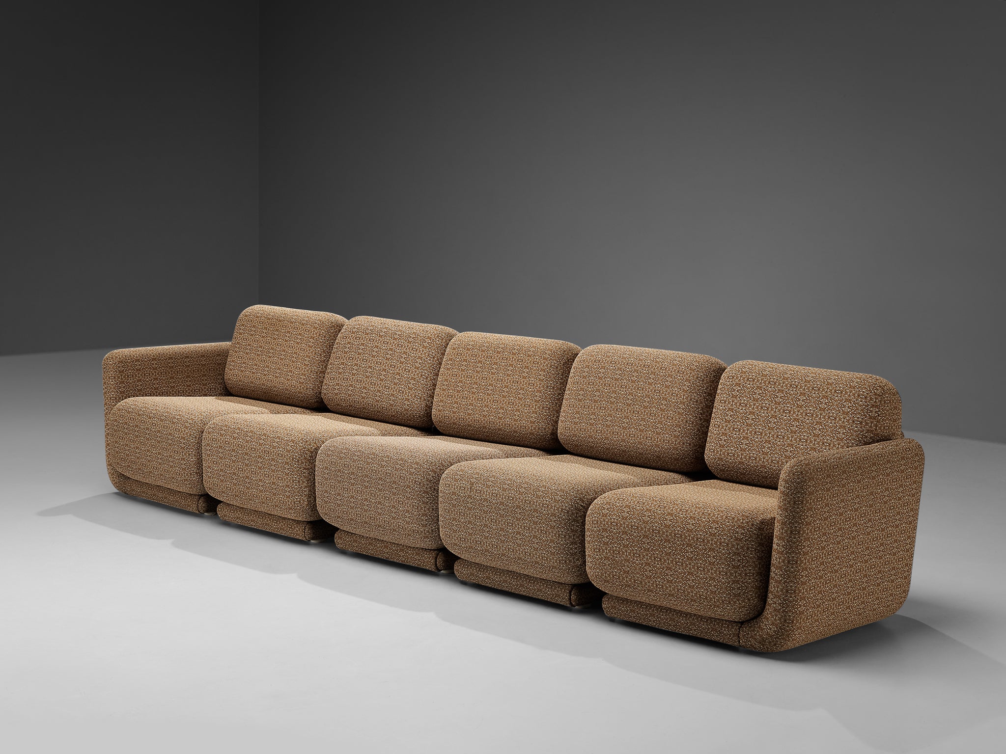 1970s Post-Modern Sectional Sofa in Beige Patterned Fabric Seating Morentz