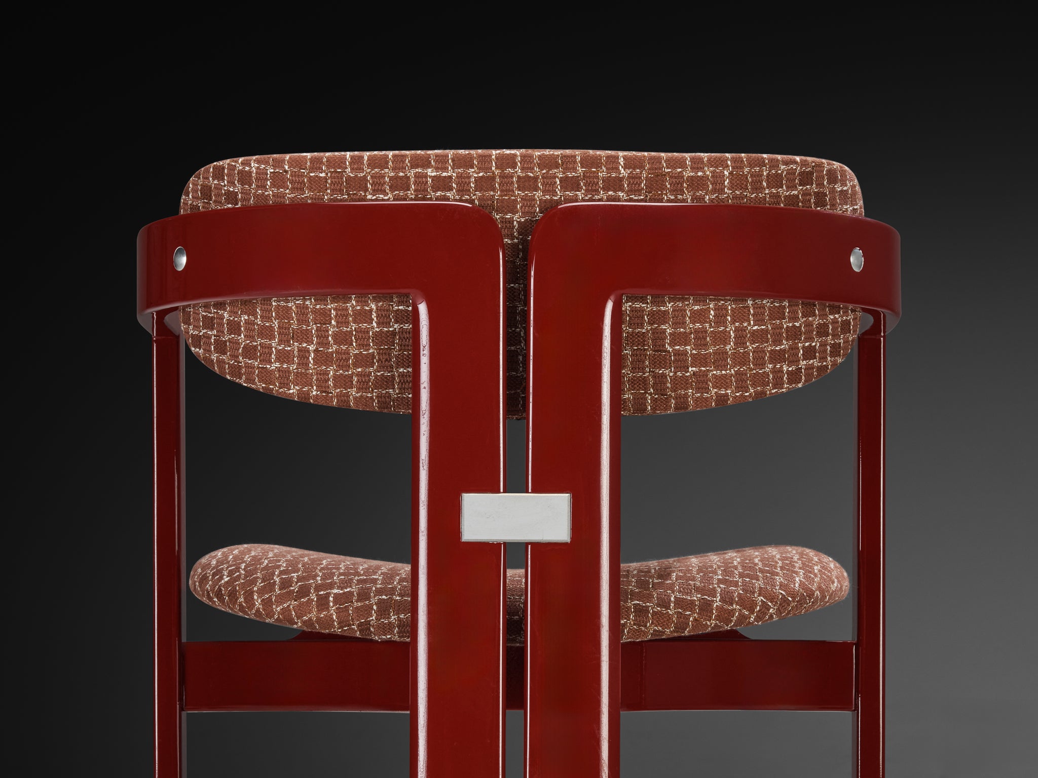 Augusto Savini for Pozzi Set of Four 'Pamplona' Dining Chairs in Red Lacquer Seating Morentz