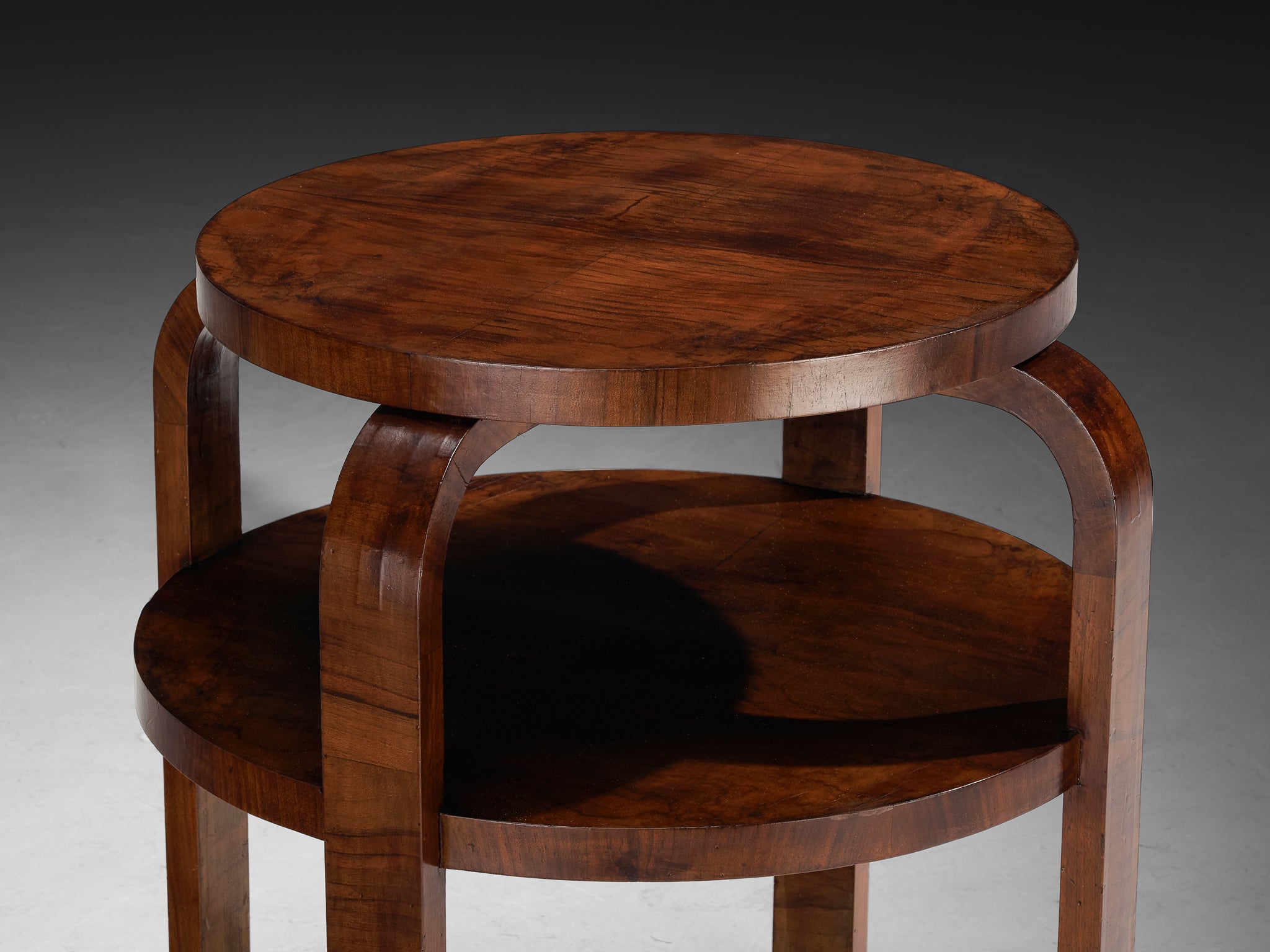 Art Deco Italian Round Side Table in Walnut Tables Morentz