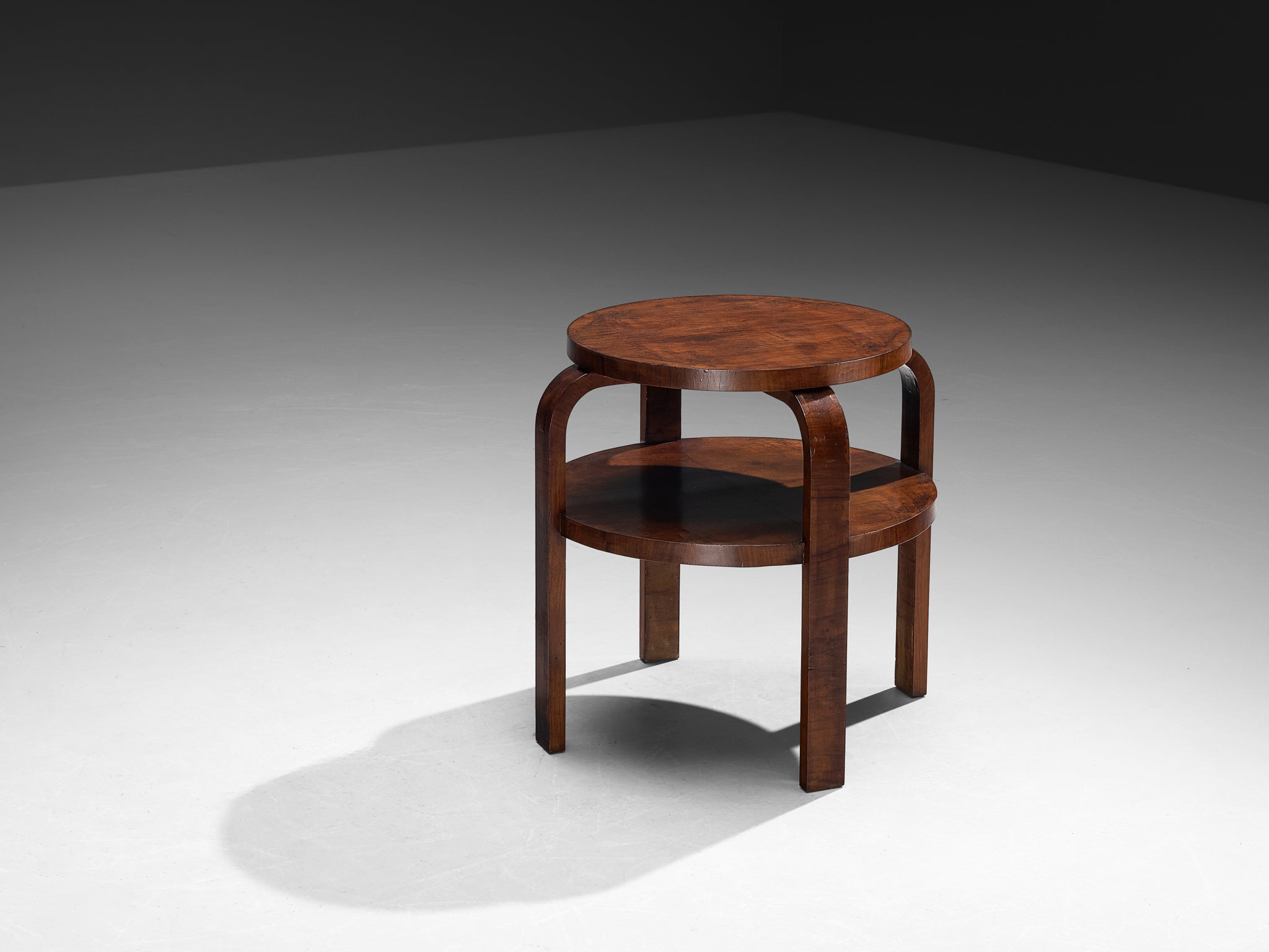 Art Deco Italian Round Side Table in Walnut Tables Morentz