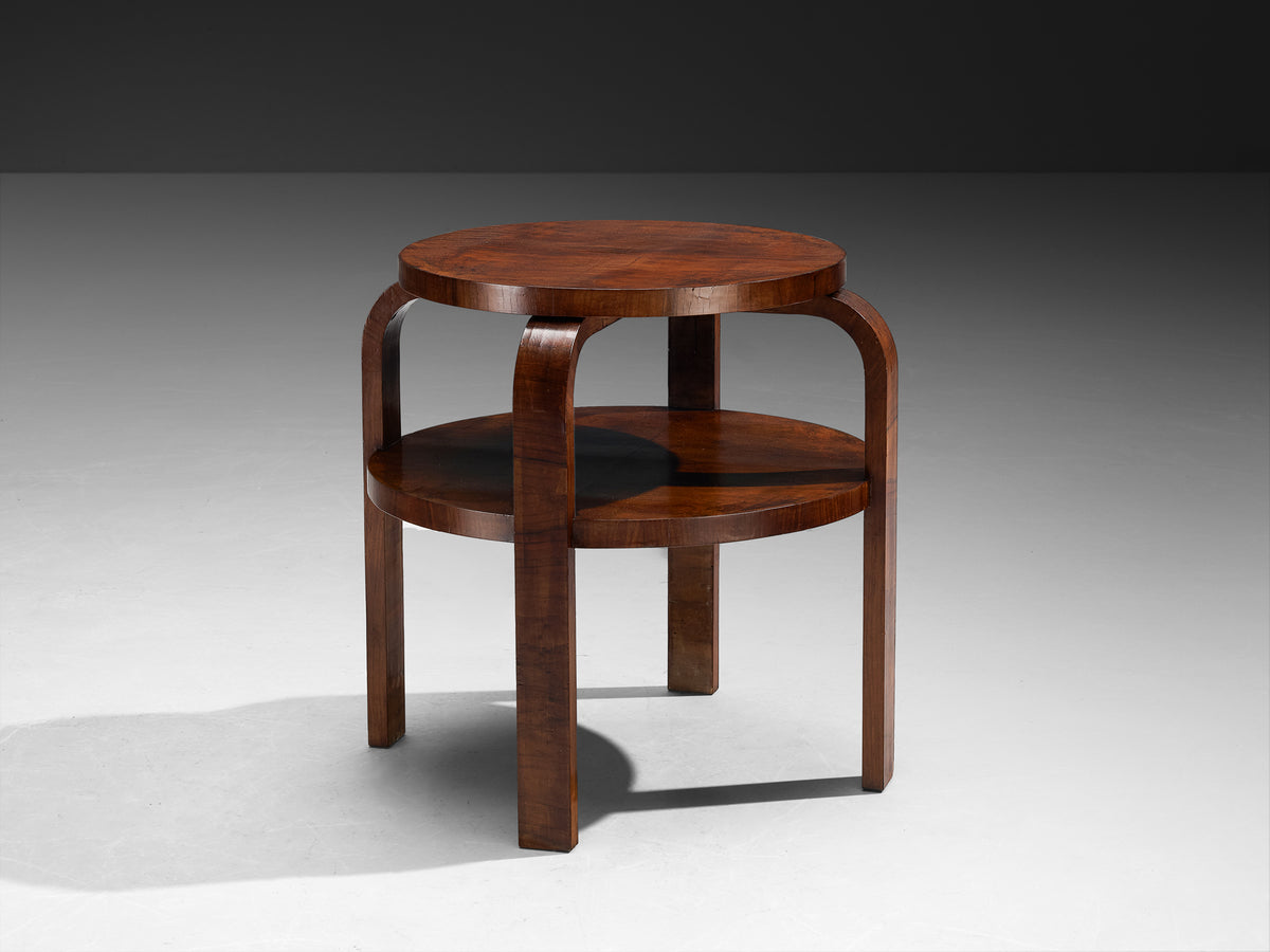 Art Deco Italian Round Side Table in Walnut Tables Morentz