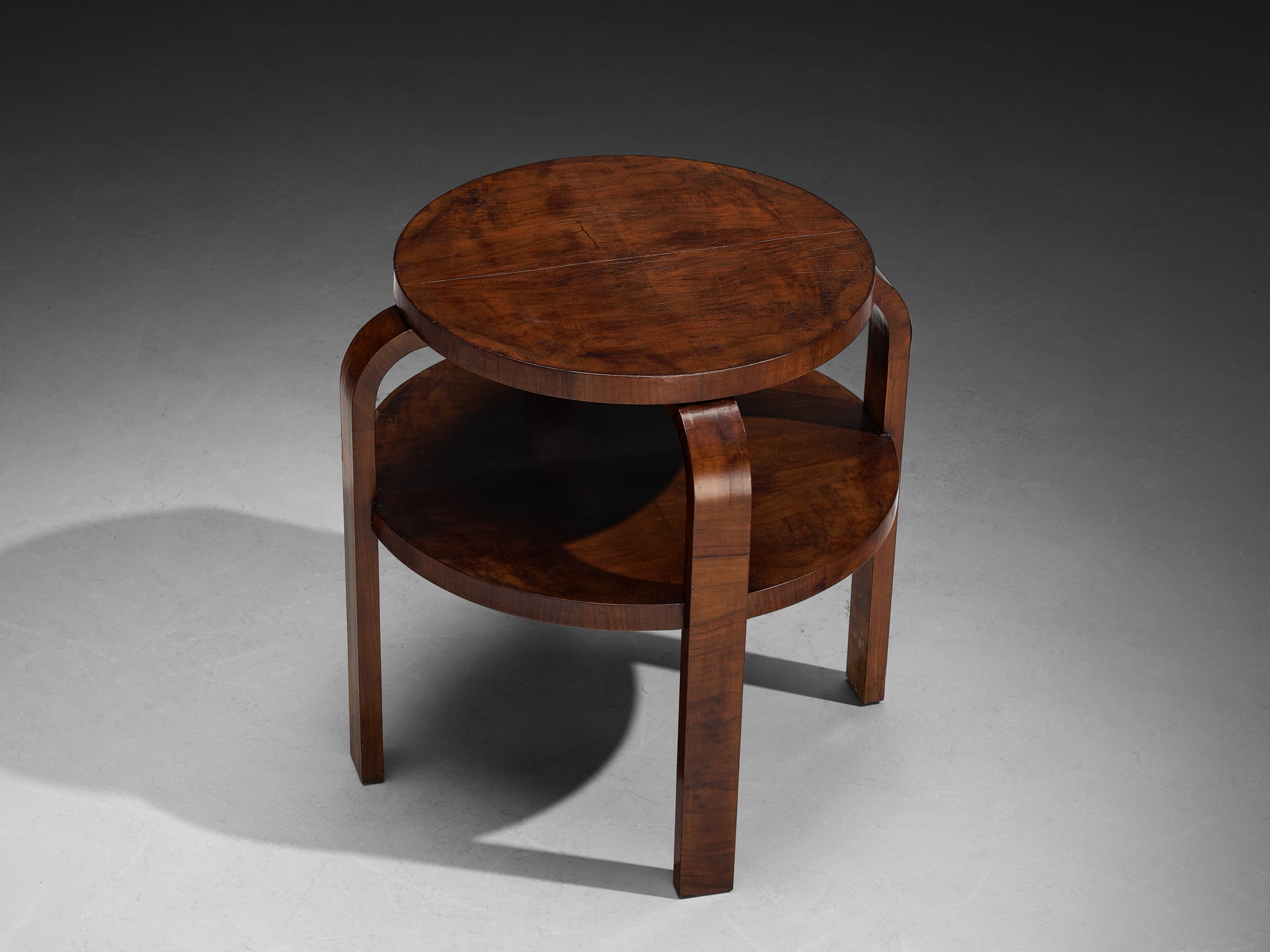 Art Deco Italian Round Side Table in Walnut Tables Morentz
