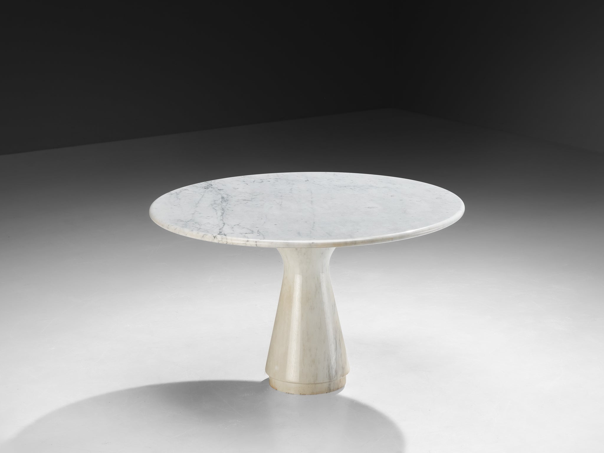Italian Midcentury Marble Round Pedestal Dining Table