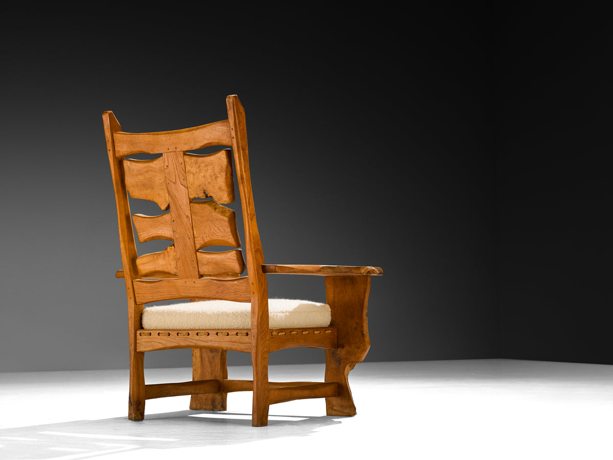 Sculptural Lounge Chair in Elm with Organic Form Seating Morentz