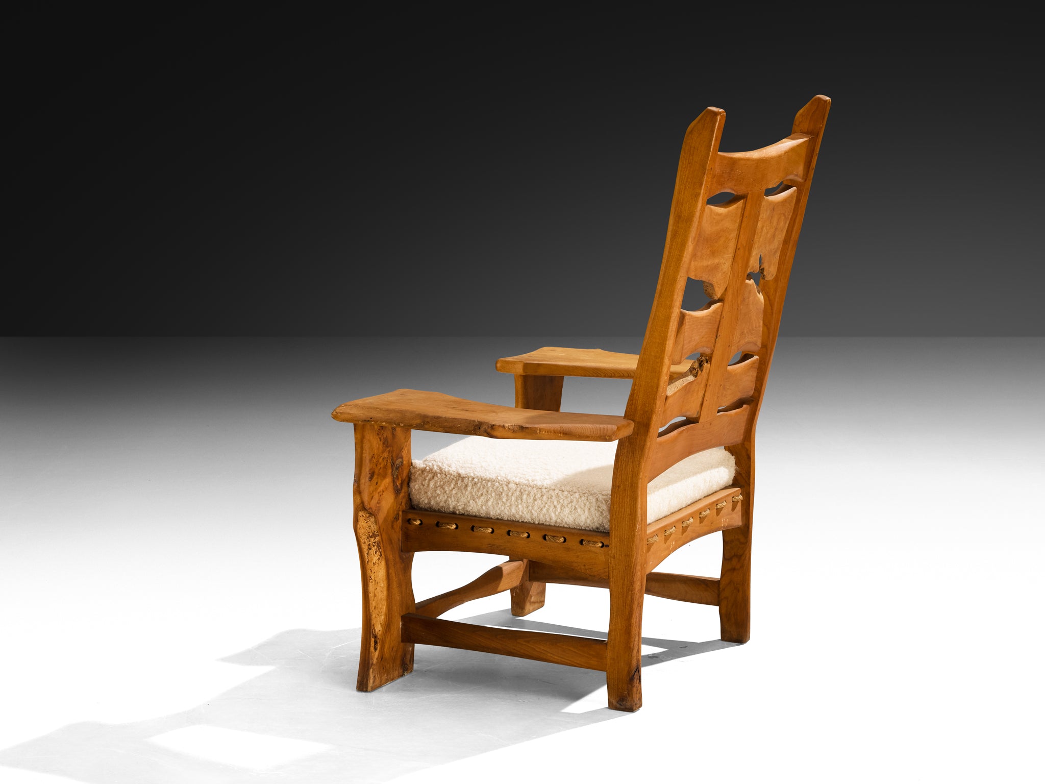 Sculptural Lounge Chair in Elm with Organic Form Seating Morentz