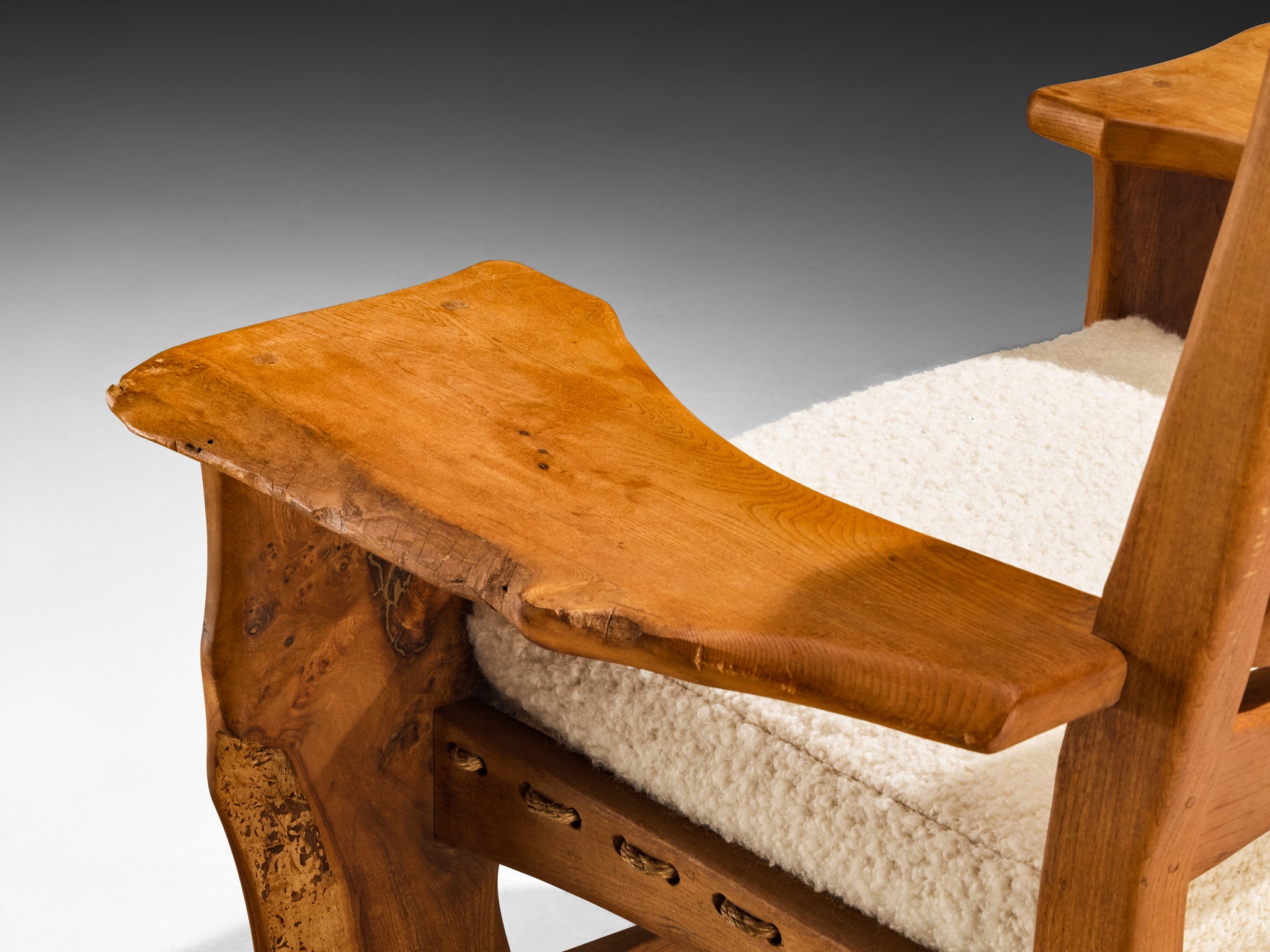 Sculptural Lounge Chair in Elm with Organic Form Seating Morentz