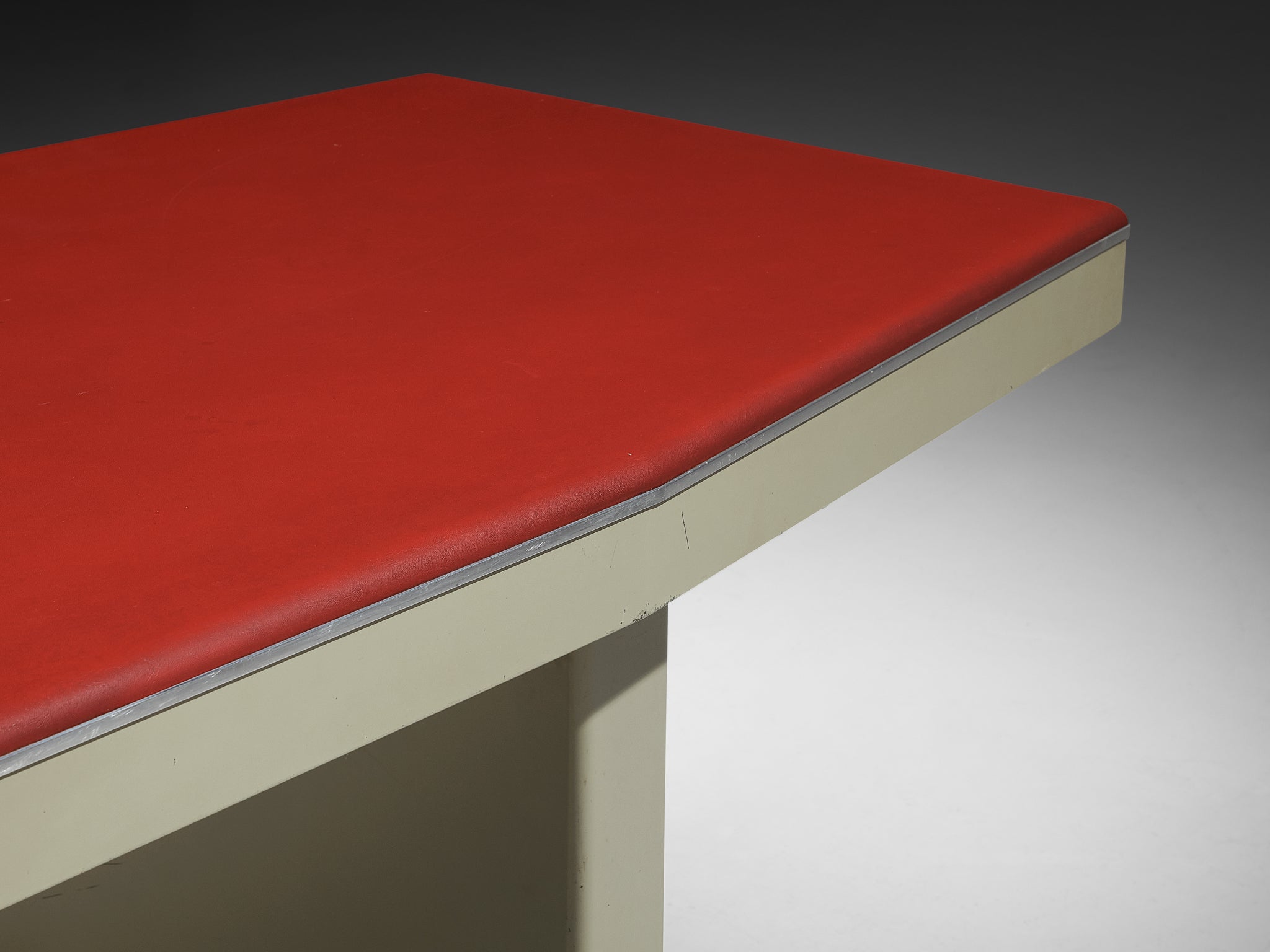 1950s Industrial Italian Dining Table with Red Top and Light Grey Frame Tables Morentz