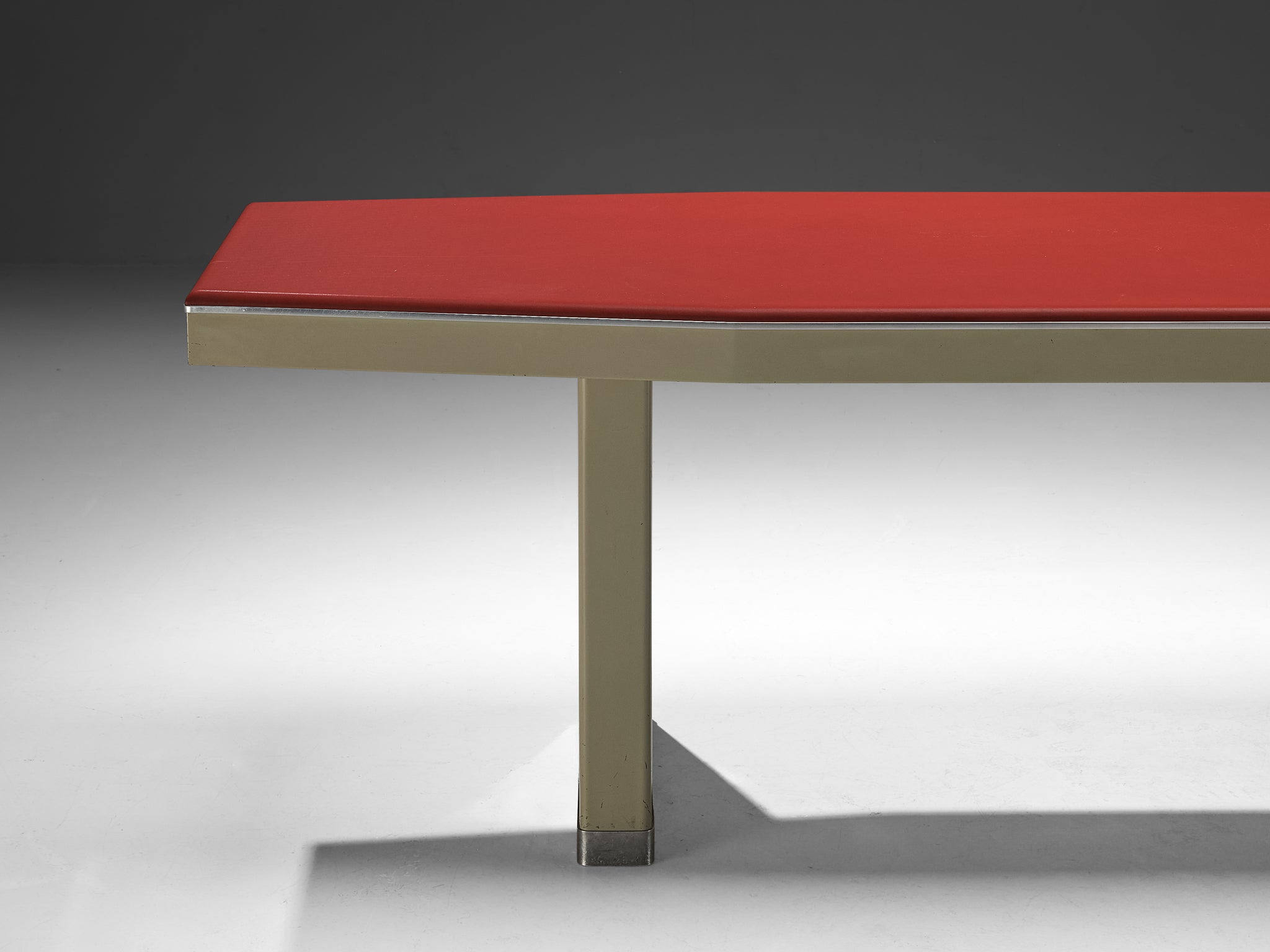 1950s Industrial Italian Dining Table with Red Top and Light Grey Frame Tables Morentz