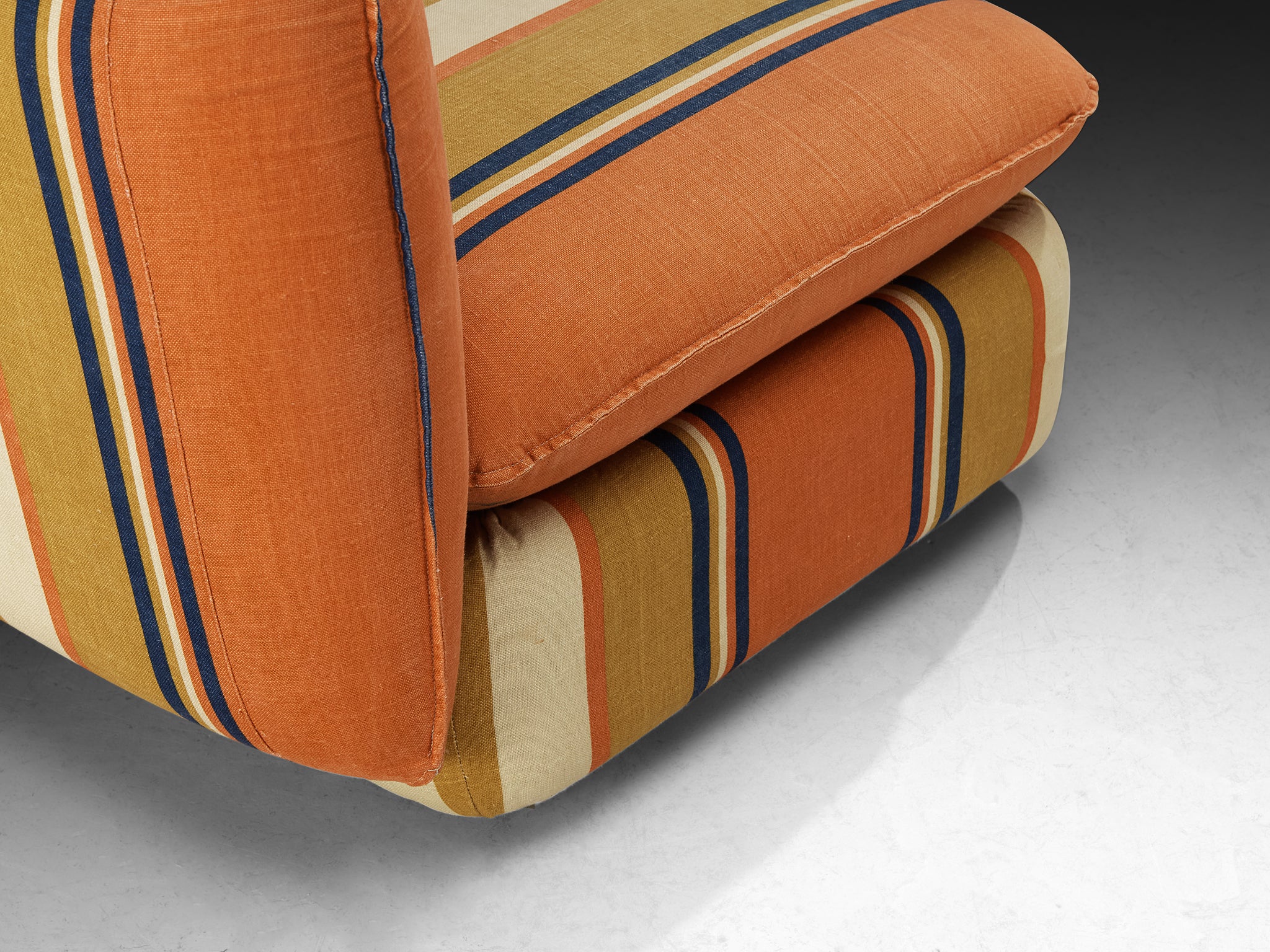 IPE Cavalli Italian Pair of Lounge Chairs in Colorful Striped Fabric Seating Morentz