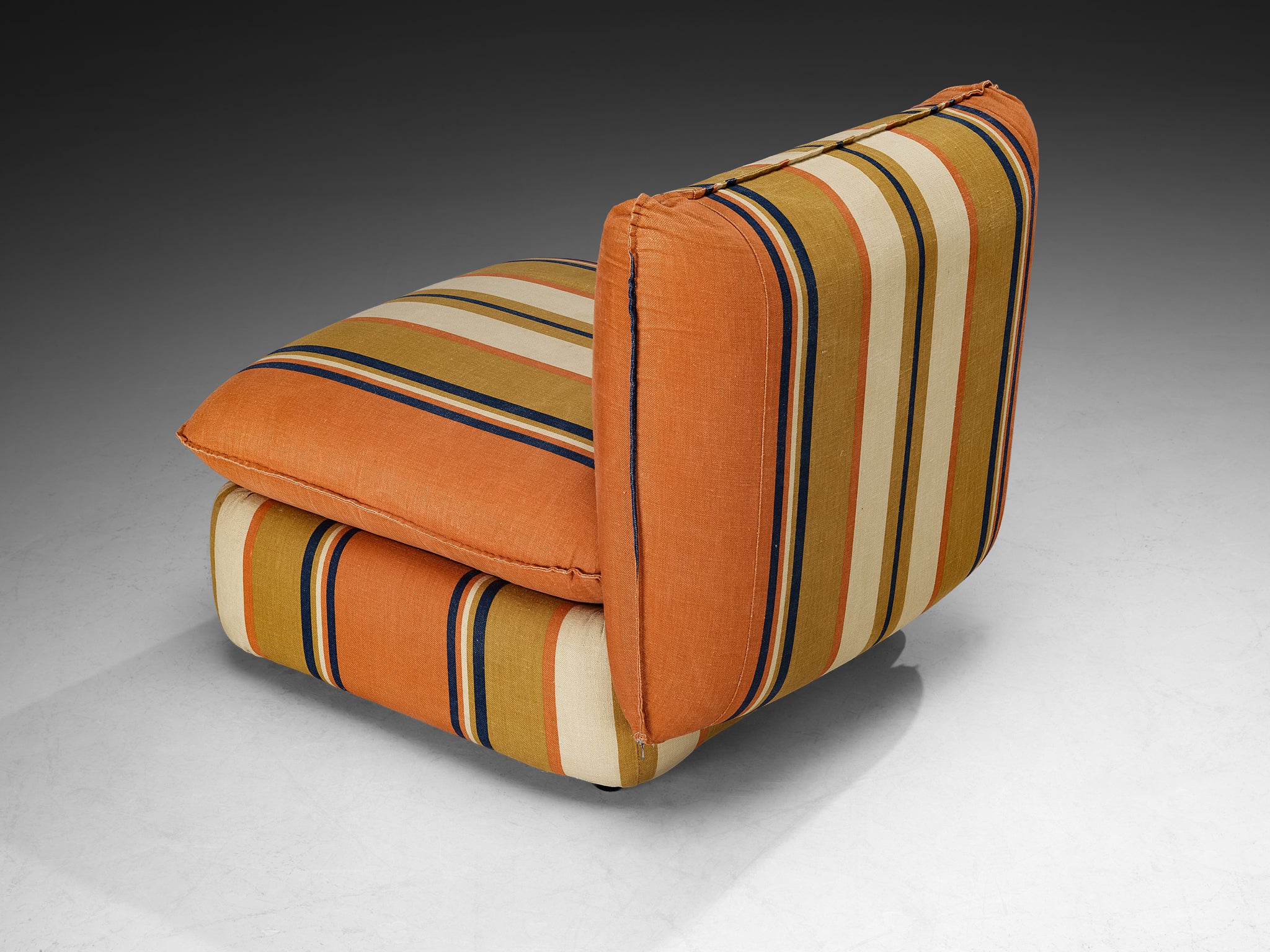 IPE Cavalli Italian Pair of Lounge Chairs in Colorful Striped Fabric Seating Morentz