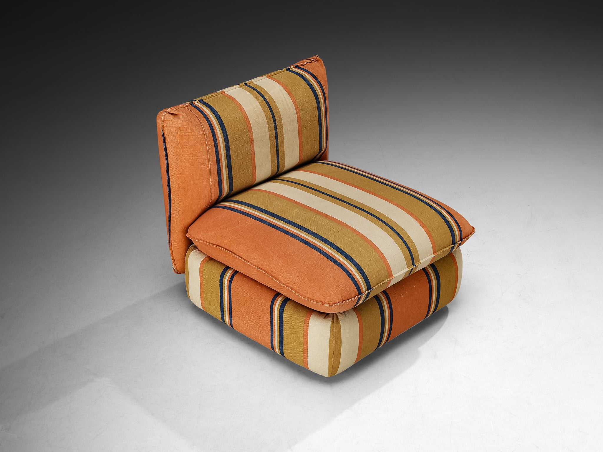 IPE Cavalli Italian Pair of Lounge Chairs in Colorful Striped Fabric Seating Morentz