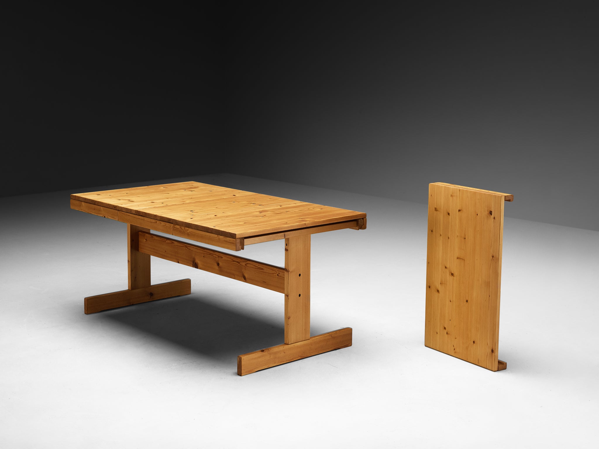 Extendable Dining Table with Trestle Base in Solid Pine Wood Tables Morentz