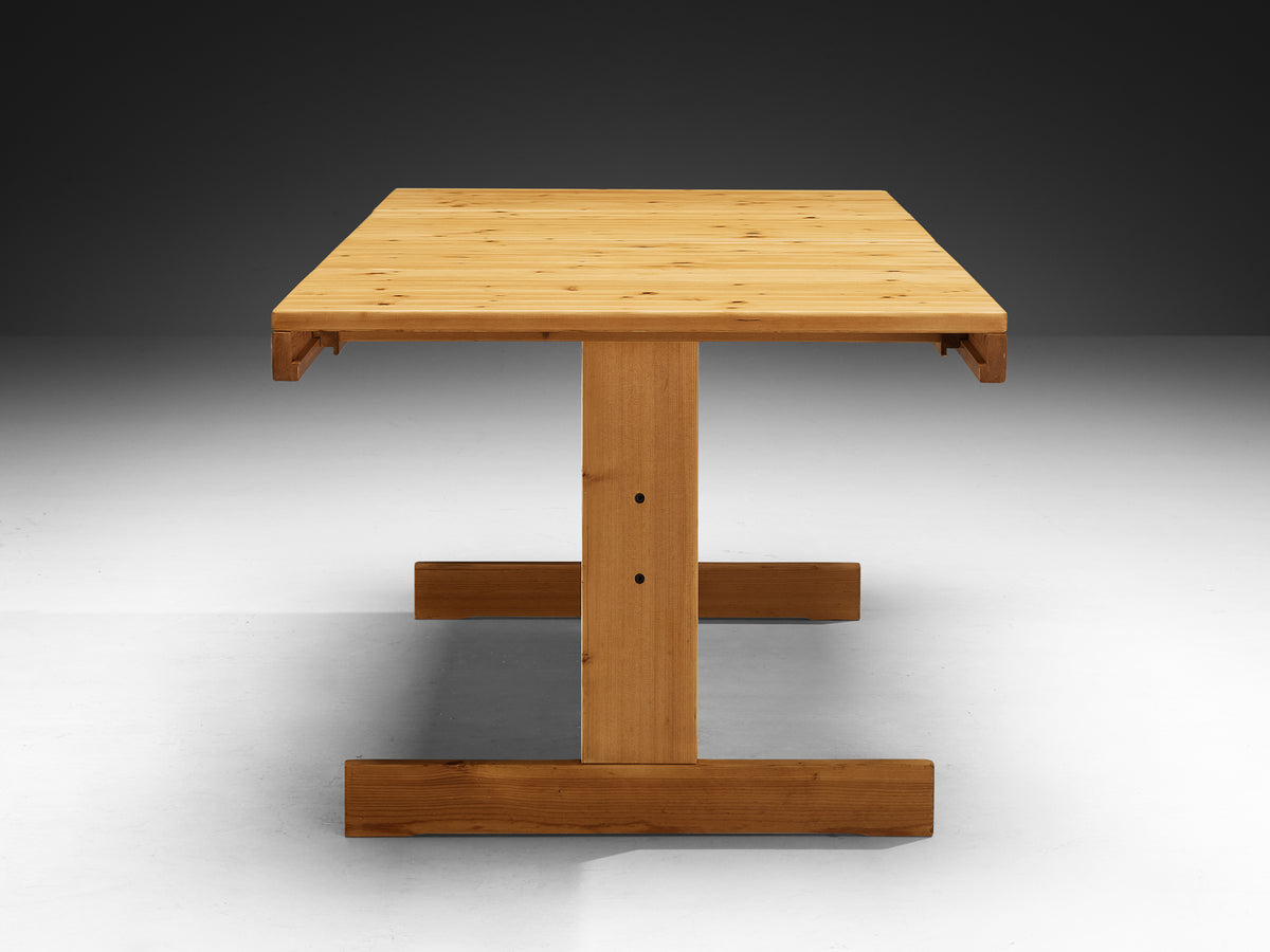 Extendable Dining Table with Trestle Base in Solid Pine Wood Tables Morentz