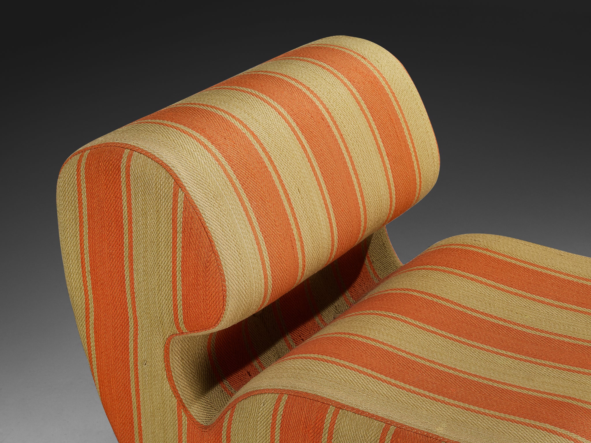 Italian Mid-Century Lounge Chair in Striped Fabric Seating Morentz