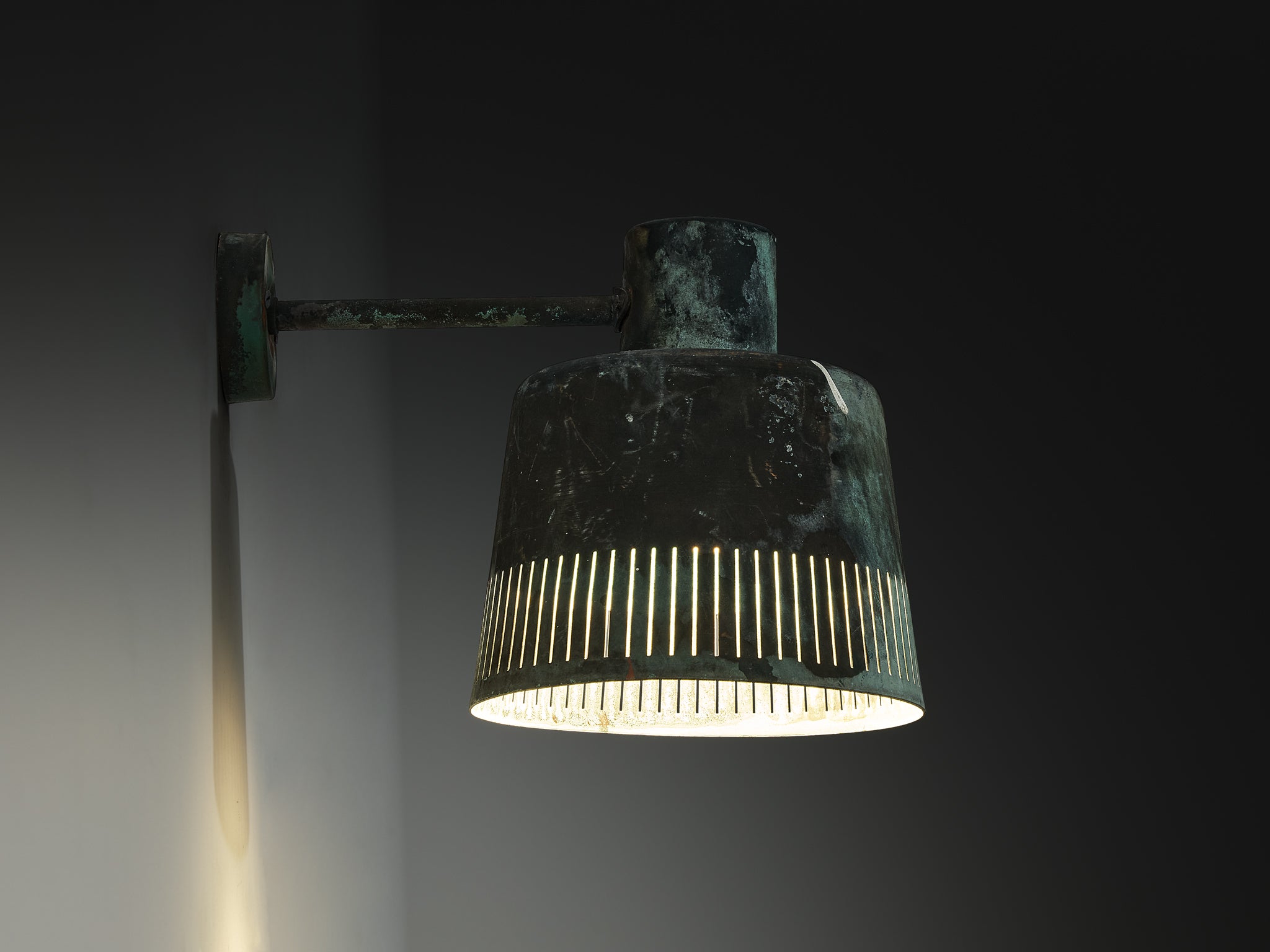 Hans Bergström for Ateljé Lyktan Wall Light in Patinated Copper Lighting Morentz