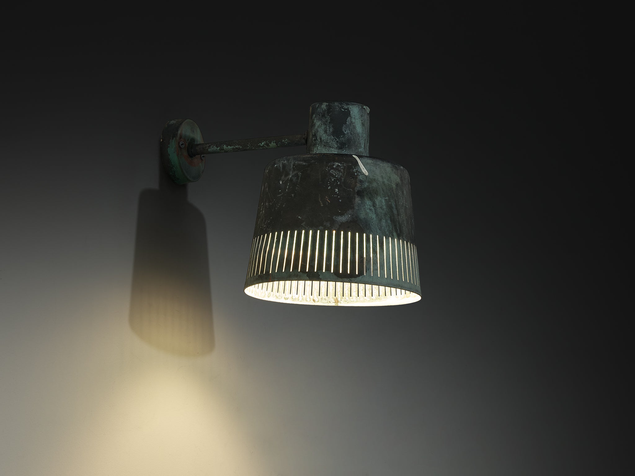 Hans Bergström for Ateljé Lyktan Wall Light in Patinated Copper Lighting Morentz