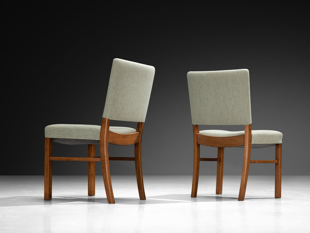 Dining Chairs in Mint Green Wool and Mahogany by Danish Cabinetmaker Seating Morentz