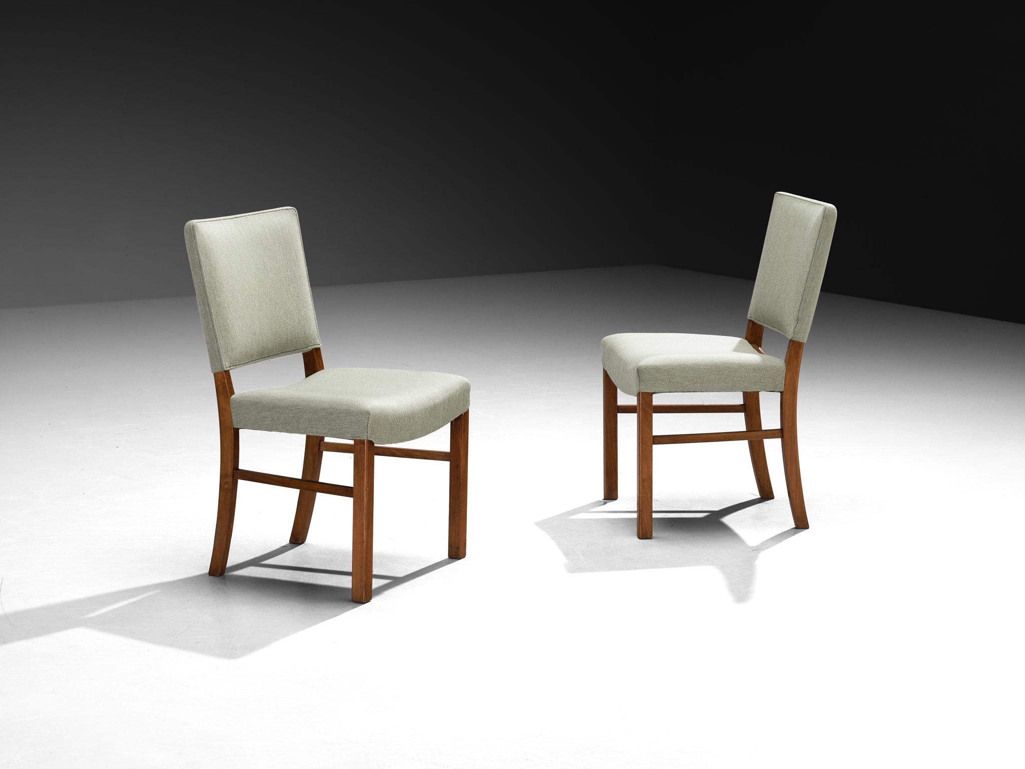 Dining Chairs in Mint Green Wool and Mahogany by Danish Cabinetmaker Seating Morentz