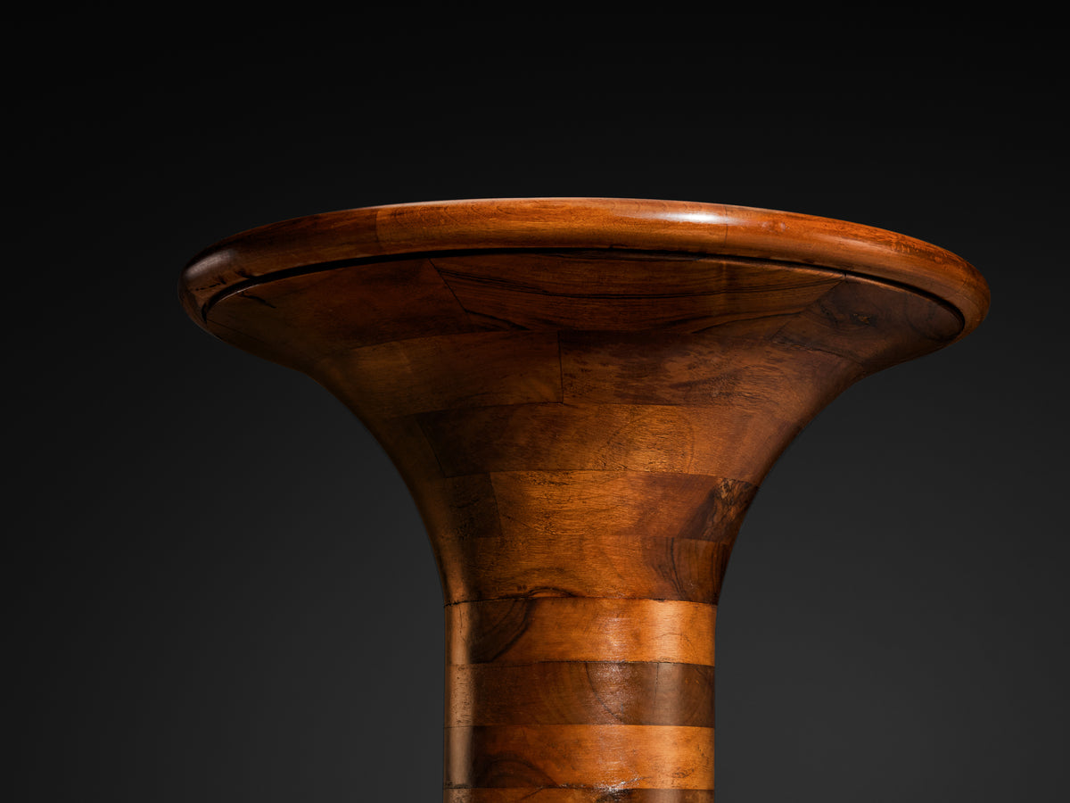 Pair of Sculptural Side Tables in Caramel Colored Walnut Wood Tables Morentz