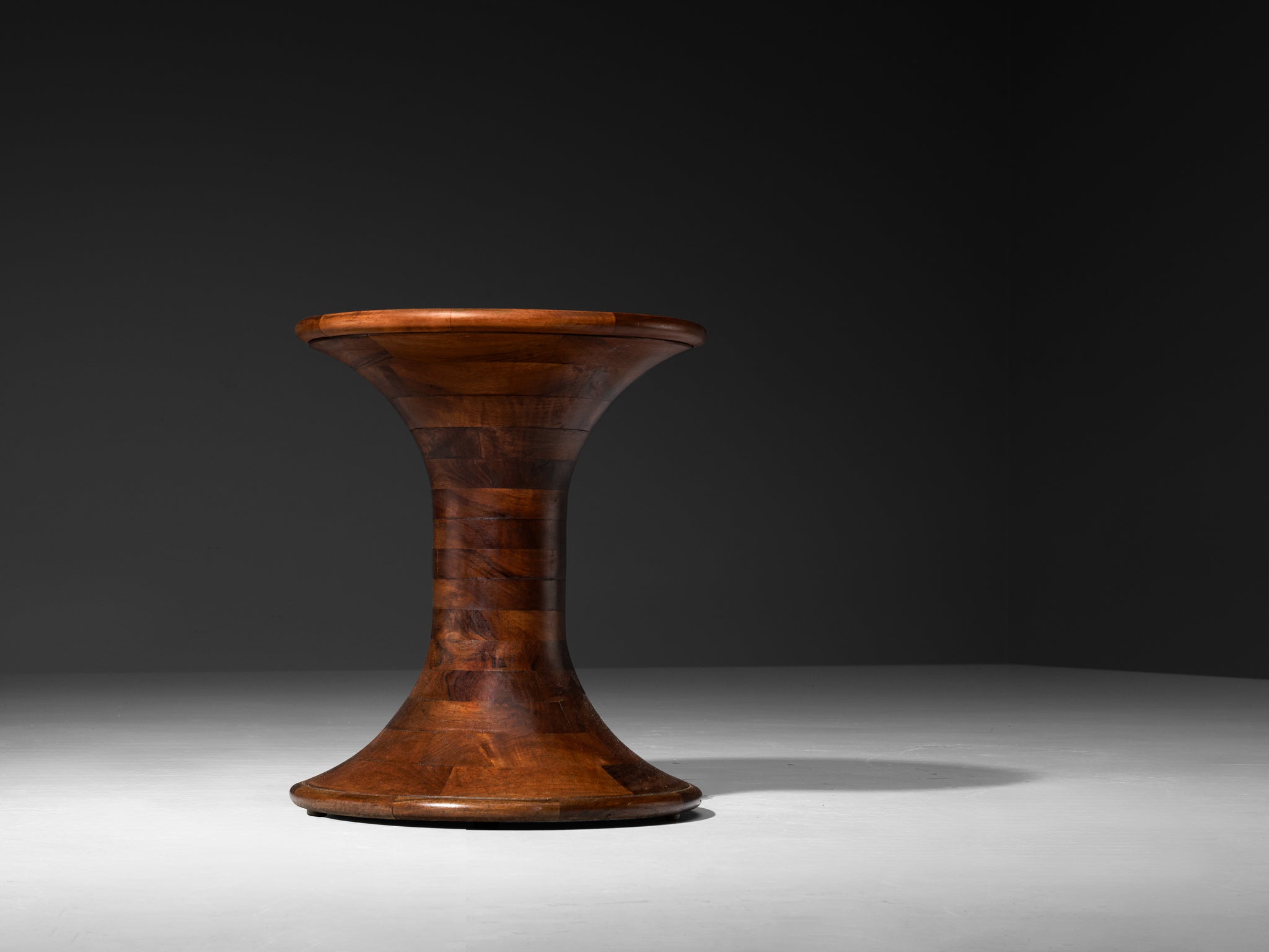 Sculptural Round Side Table in Walnut Tables Morentz