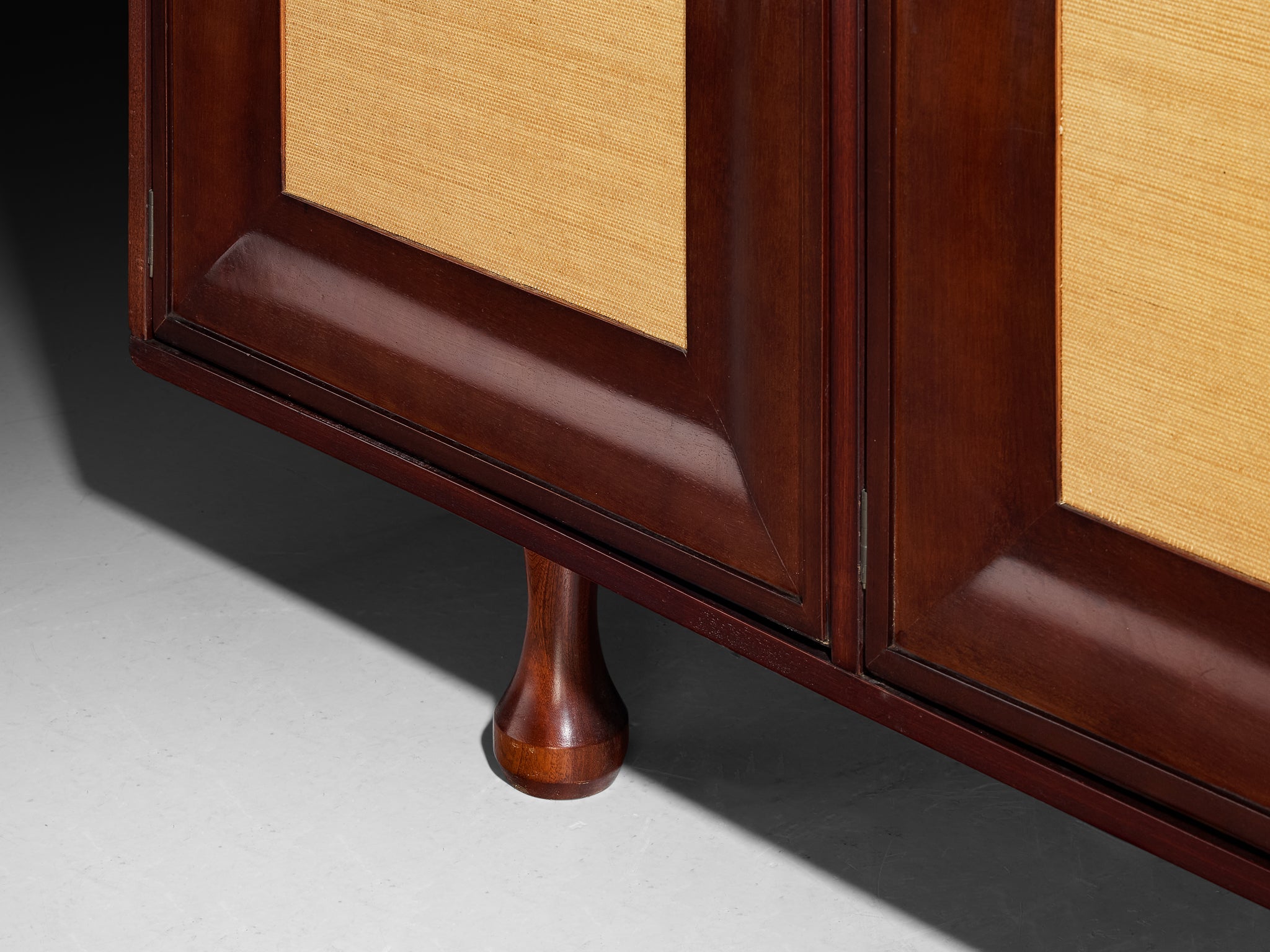 Angelo Mangiarotti for Sorgente dei Mobili Sideboard in Mahogany Grasscloth Case pieces and storage cabinets Morentz