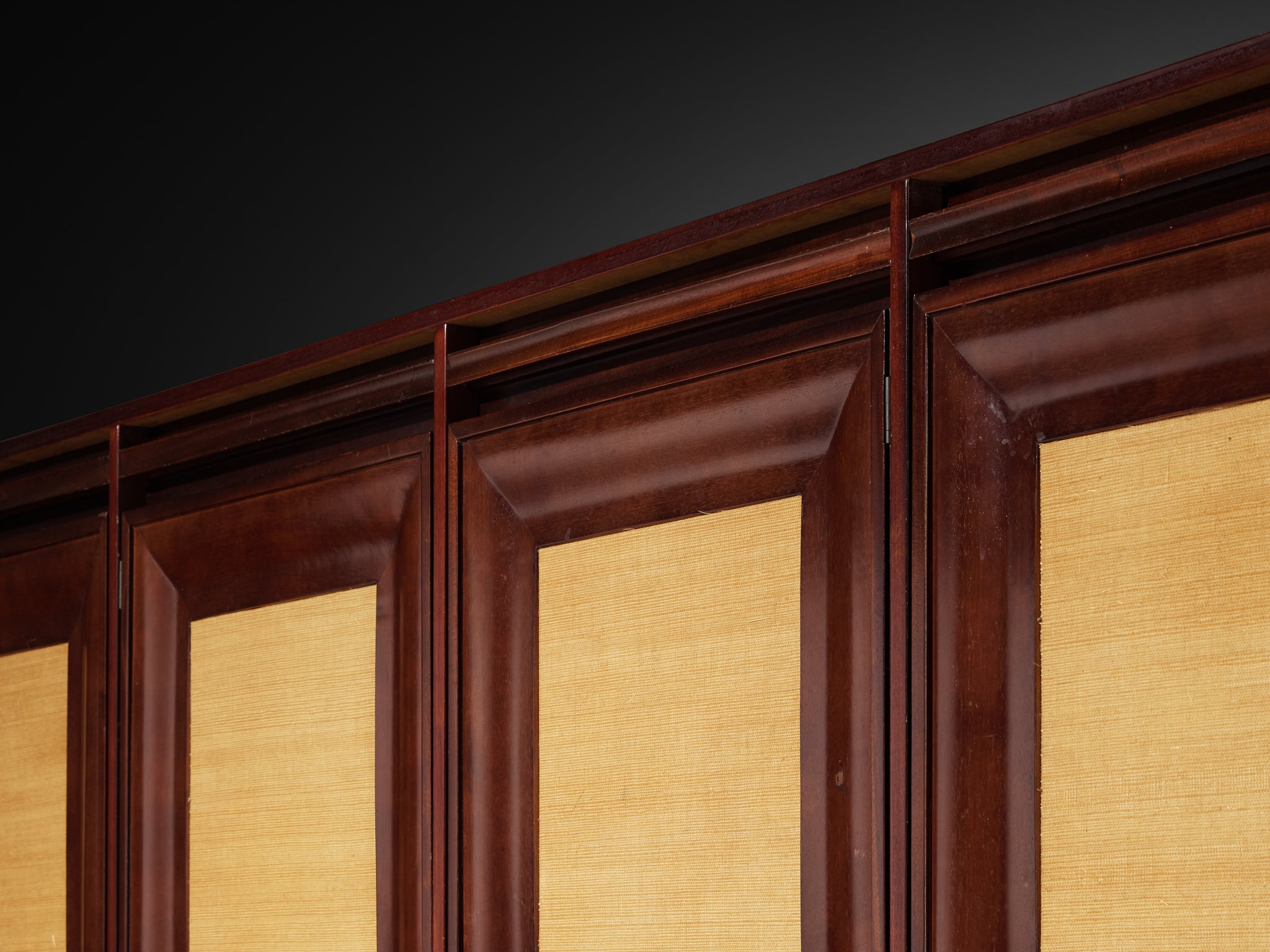 Angelo Mangiarotti for Sorgente dei Mobili Sideboard in Mahogany Grasscloth Case pieces and storage cabinets Morentz