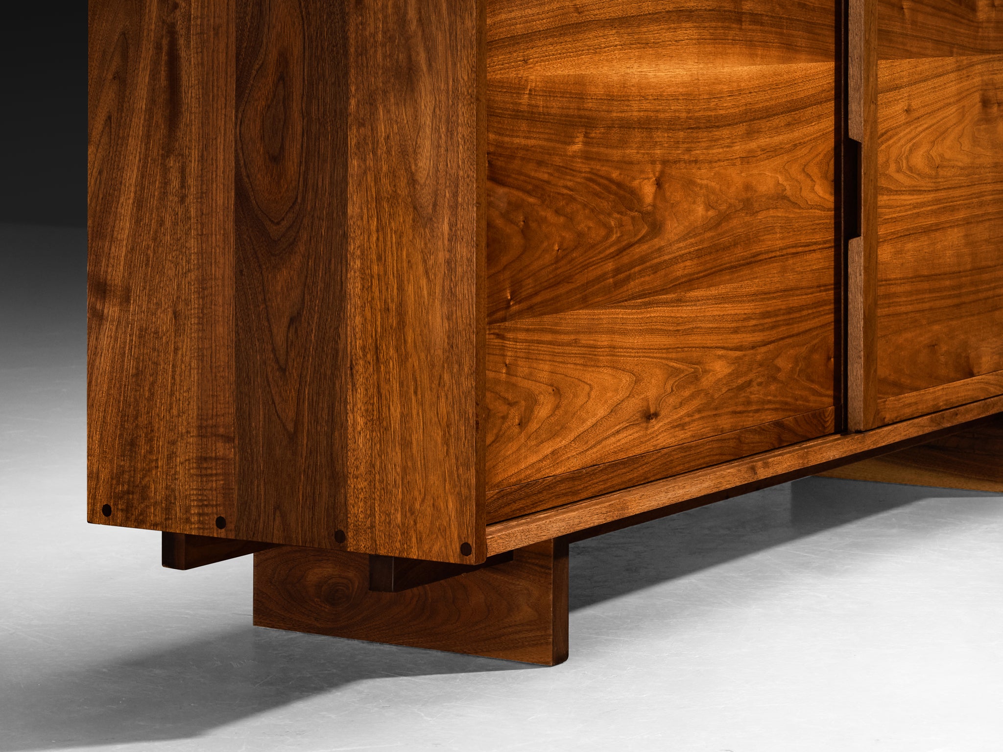 George Nakashima Double Sliding-Door Cabinet in American Black Walnut Case pieces and storage cabinets Morentz