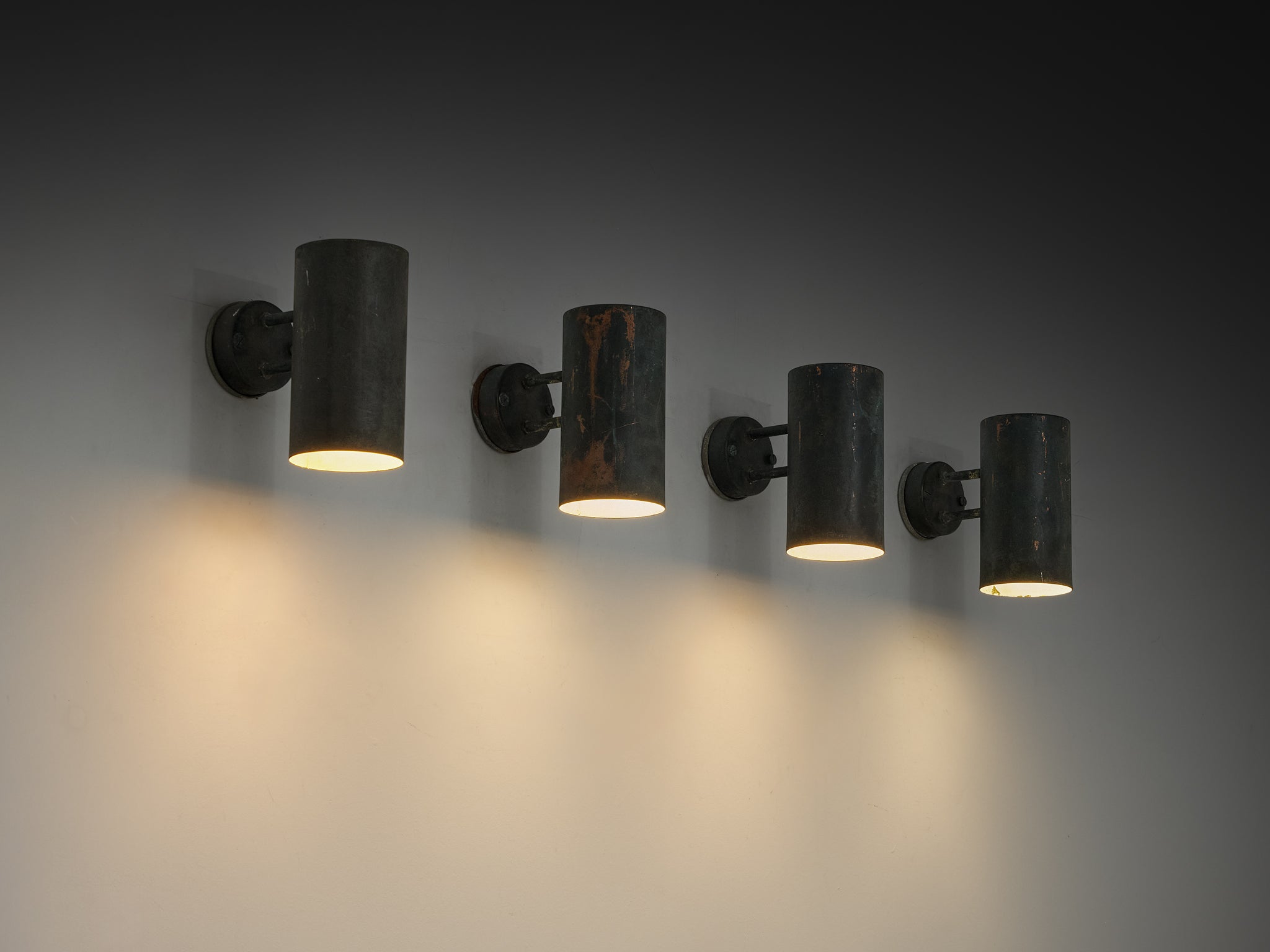 Hans-Agne Jakobsson ‘Rulle’ Wall Lights in Patinated Copper Lighting Morentz