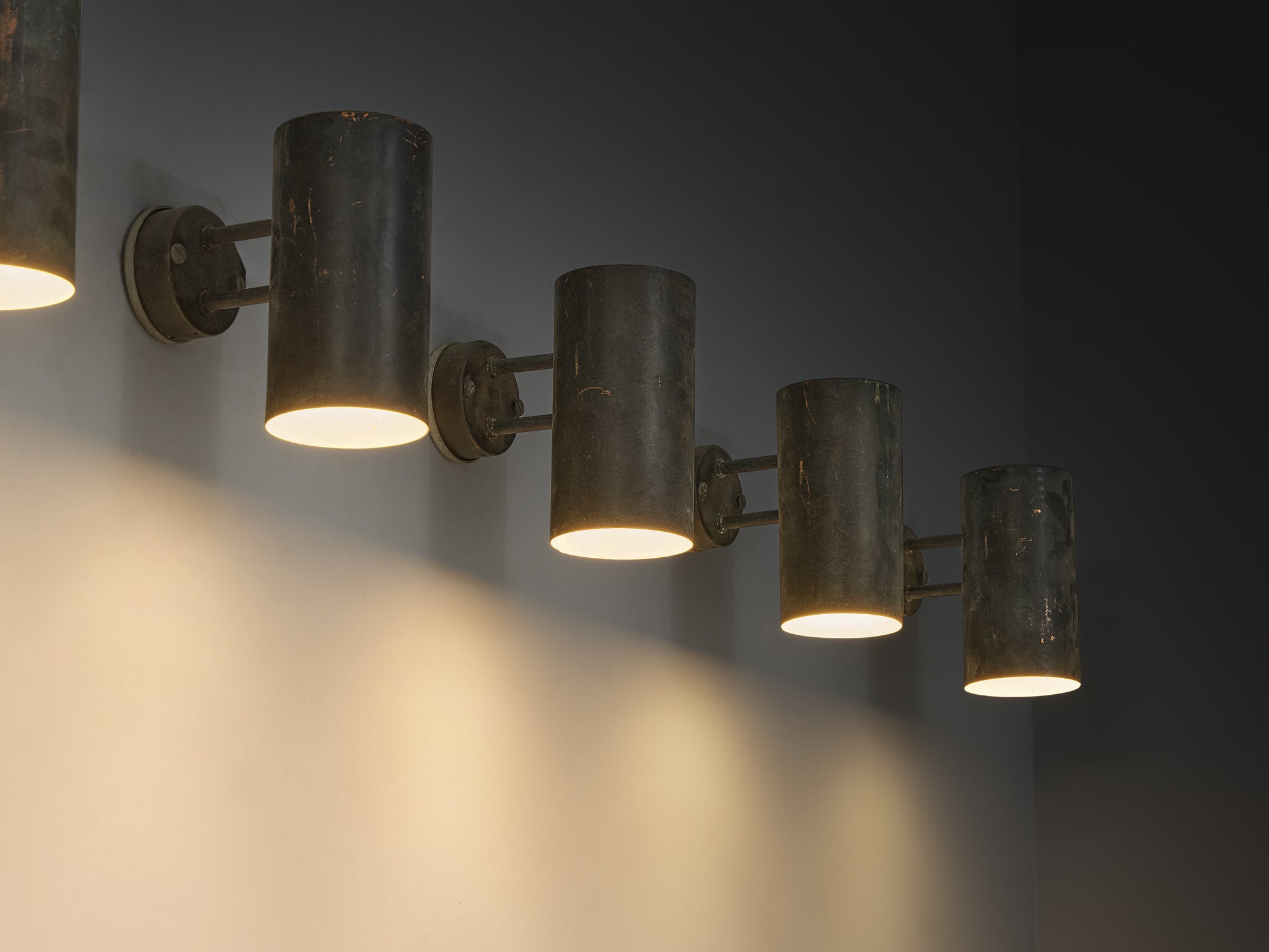 Hans-Agne Jakobsson ‘Rulle’ Wall Lights in Patinated Copper Lighting Morentz