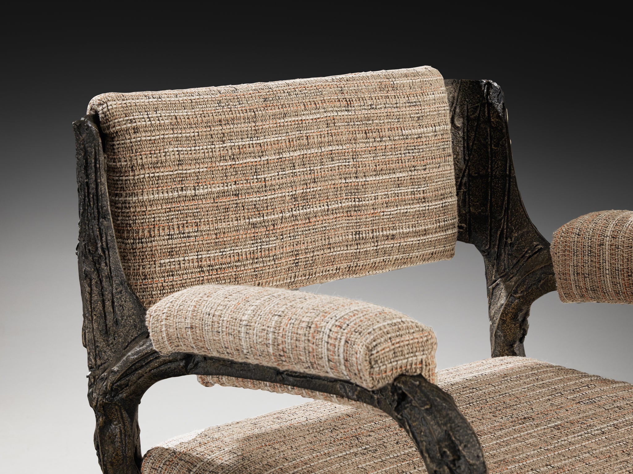 Paul Evans for Directional Sculpted Bronze Dining Chairs Seating Morentz