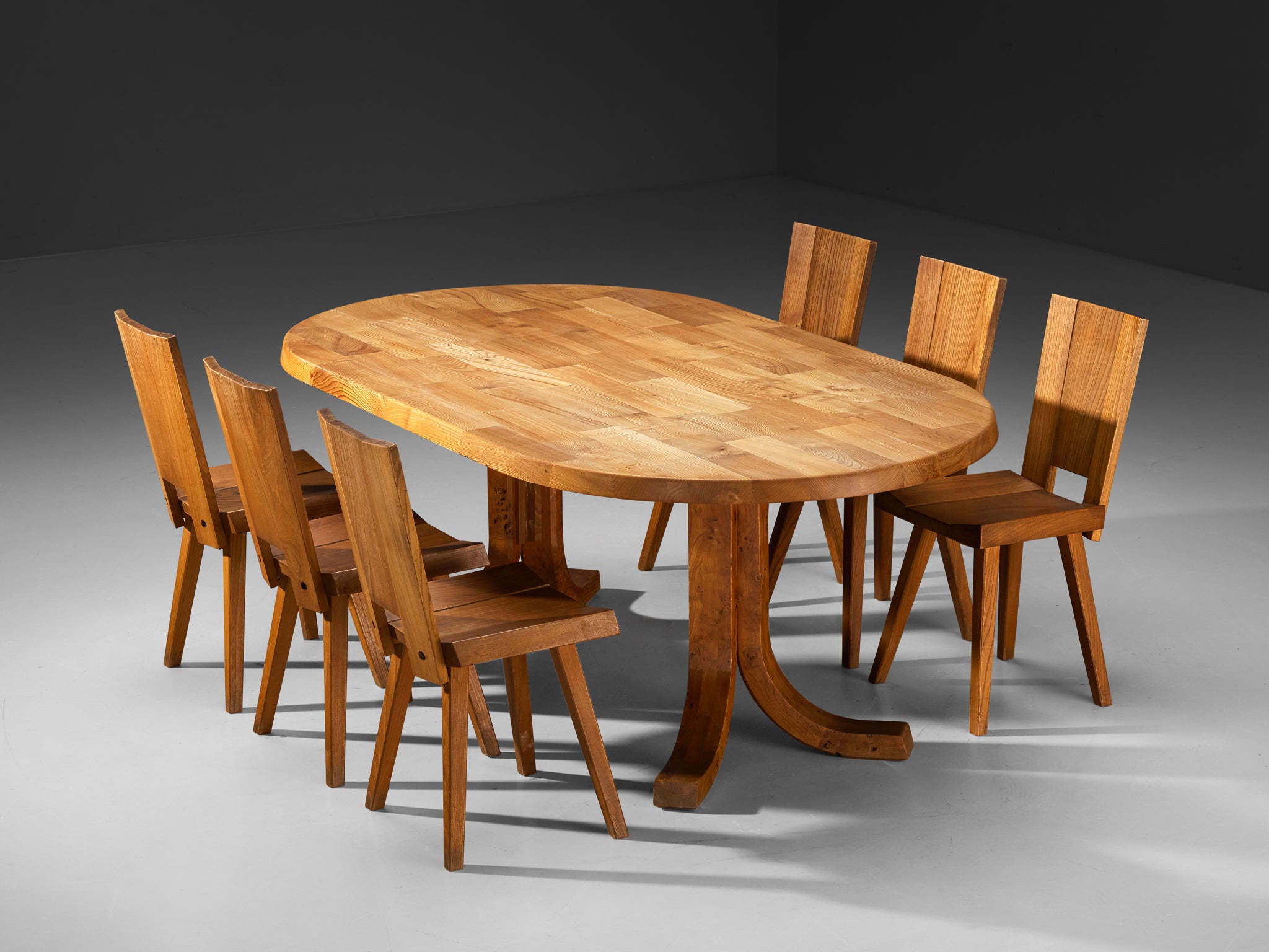 Atelier C. Demoyen Dining Set with Table and Six Chairs in Solid Elm Tables Morentz