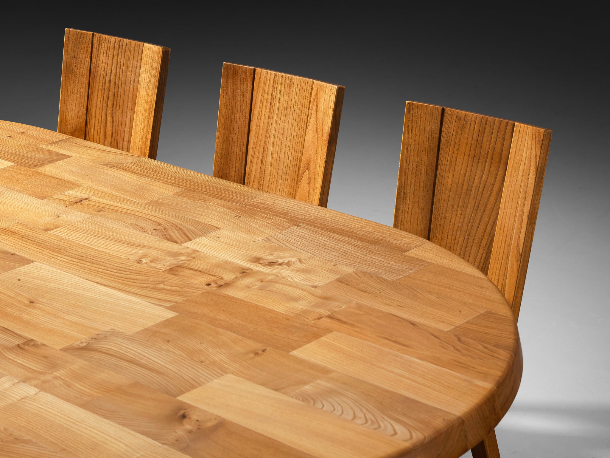Atelier C. Demoyen Dining Set with Table and Six Chairs in Solid Elm Tables Morentz