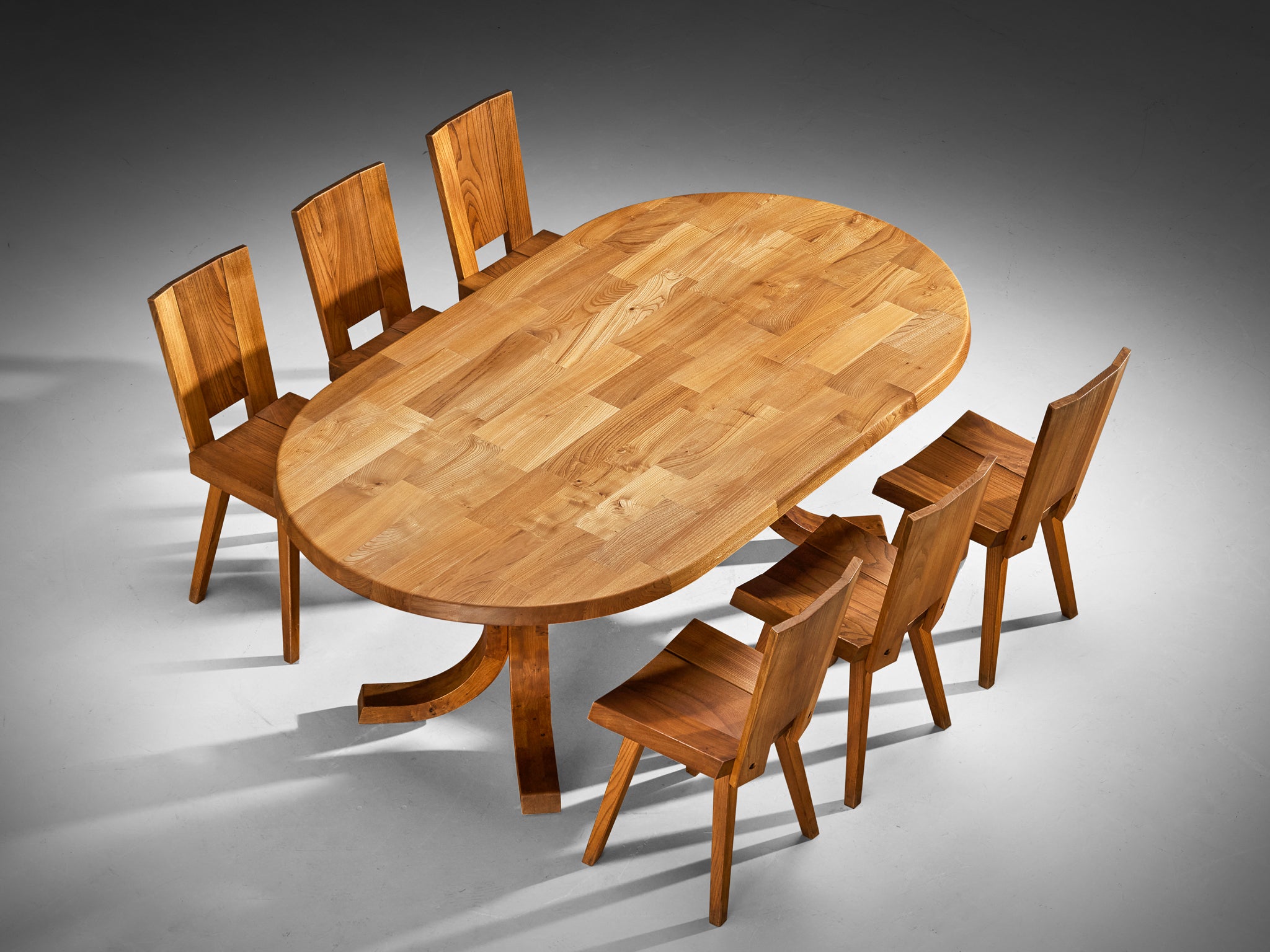 Atelier C. Demoyen Dining Set with Table and Six Chairs in Solid Elm Tables Morentz