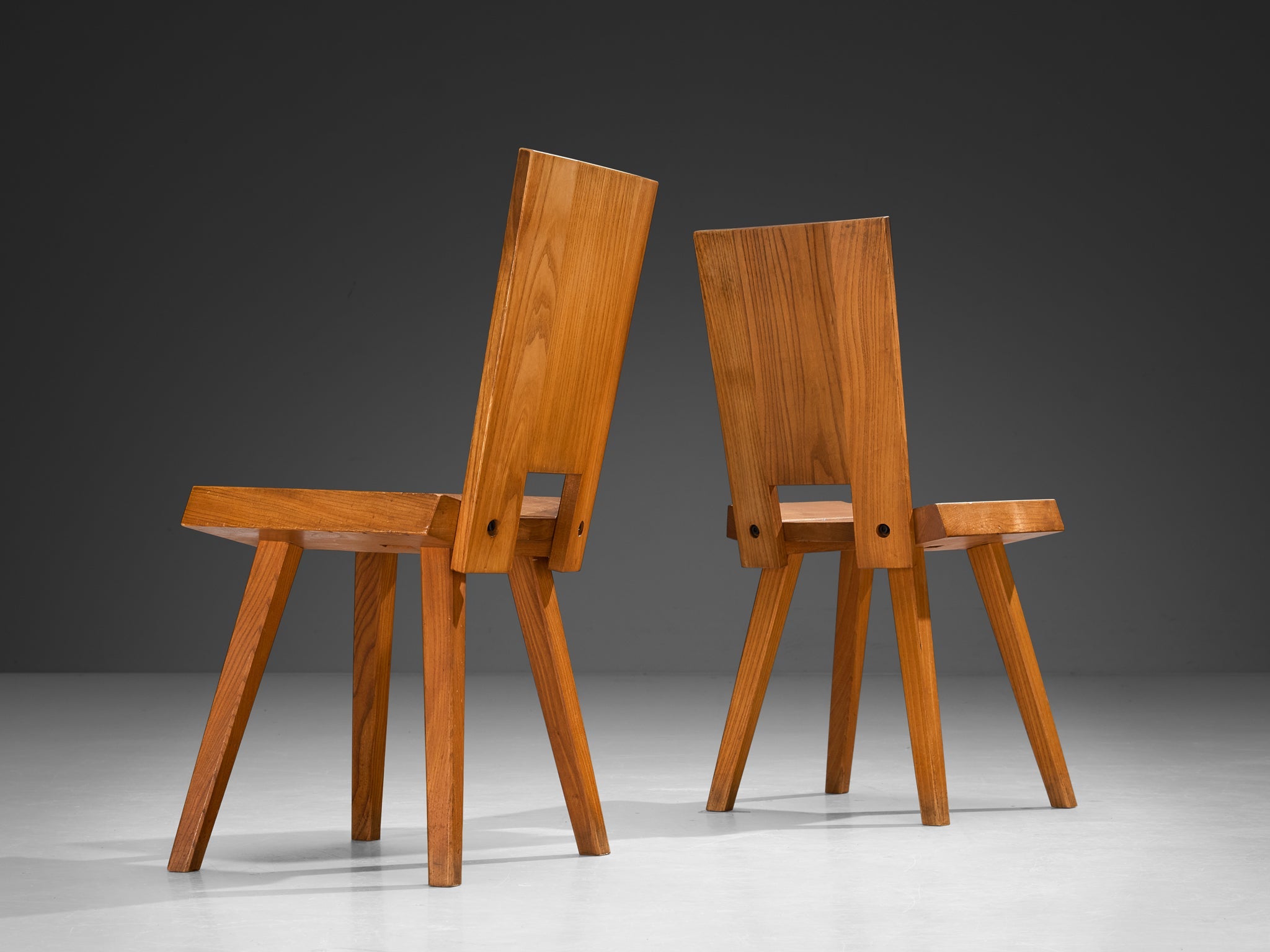 Atelier C. Demoyen Set of Six Chairs in Solid Elm seating Morentz