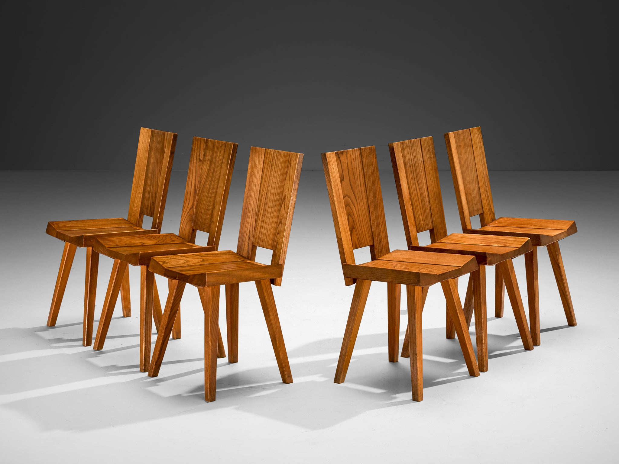 Atelier C. Demoyen Dining Set with Table and Six Chairs in Solid Elm Tables Morentz