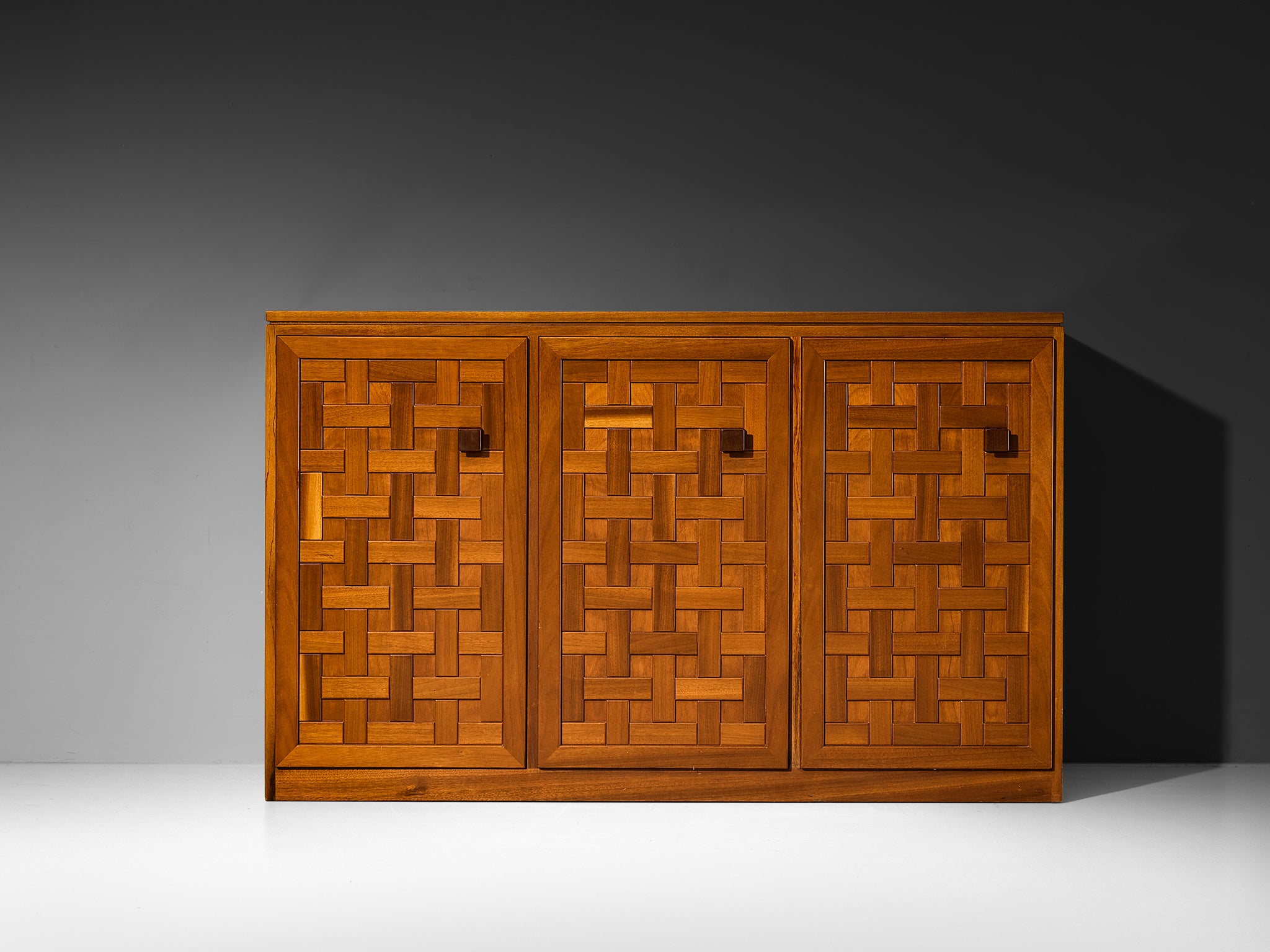 Italian Architectural Grid-Structured Sideboard in Meranti Case pieces and storage cabinets Morentz