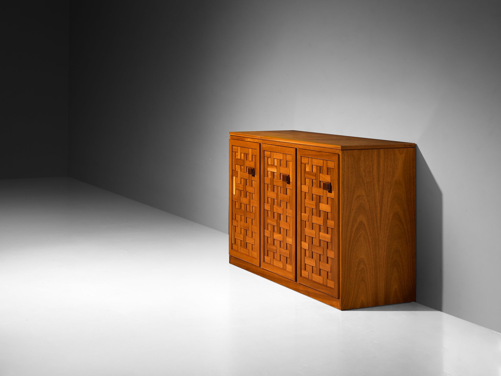 Italian Architectural Grid-Structured Sideboard in Meranti Case pieces and storage cabinets Morentz