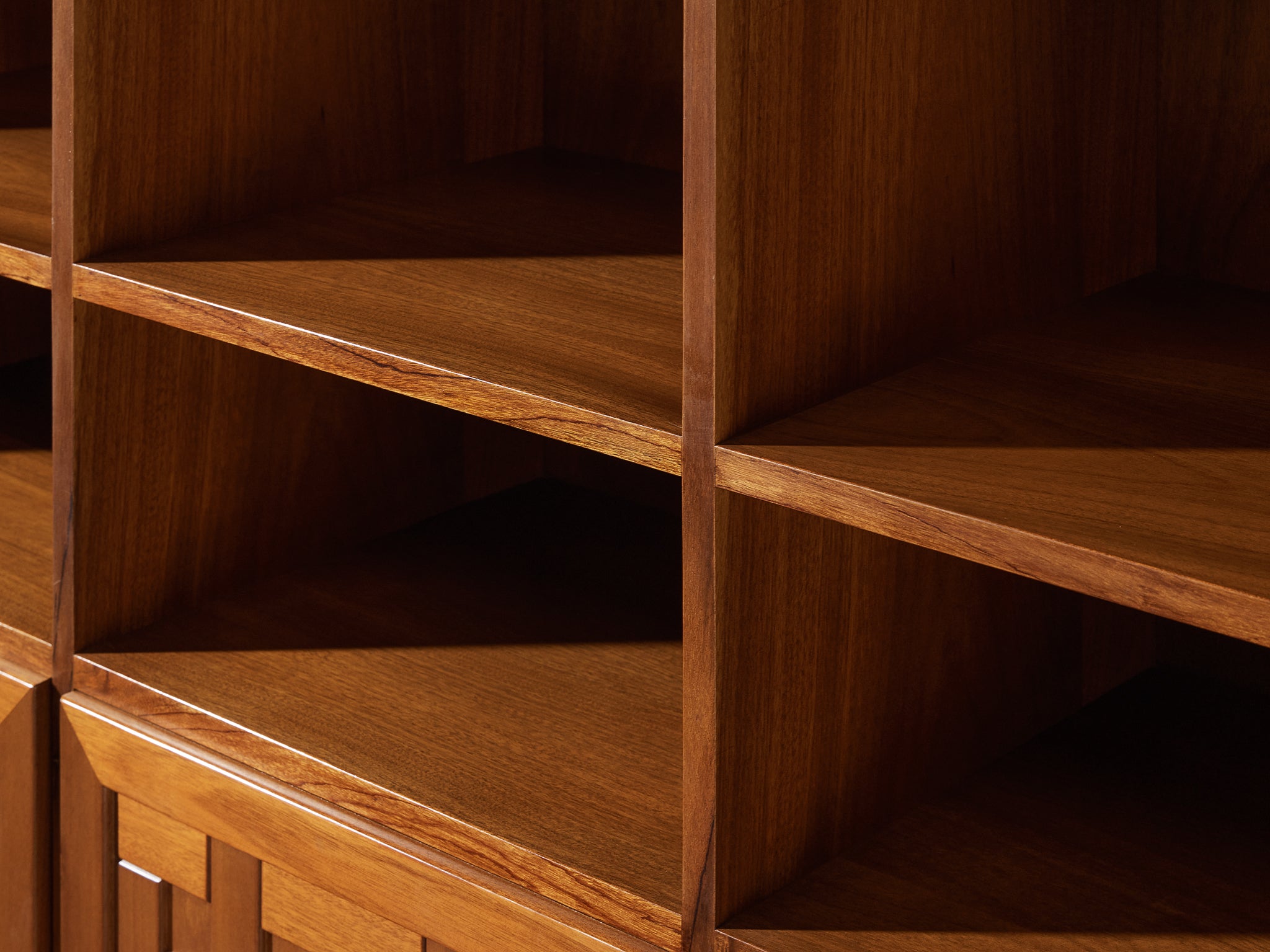 Italian Architectural Grid-Structured Higboard or Bookcase in Walnut Case pieces and storage cabinets Morentz