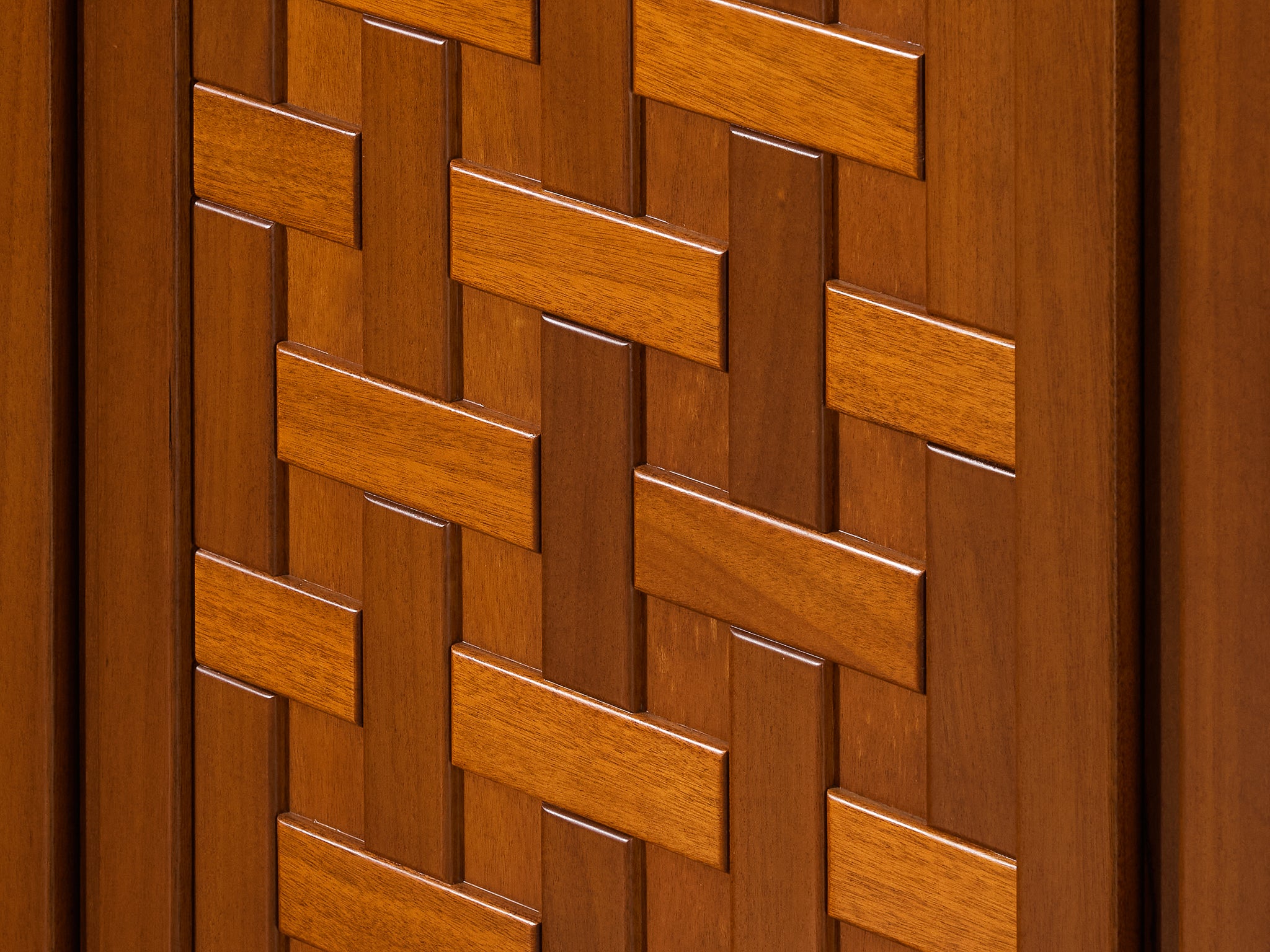 Italian Architectural Grid-Structured Higboard or Bookcase in Walnut Case pieces and storage cabinets Morentz