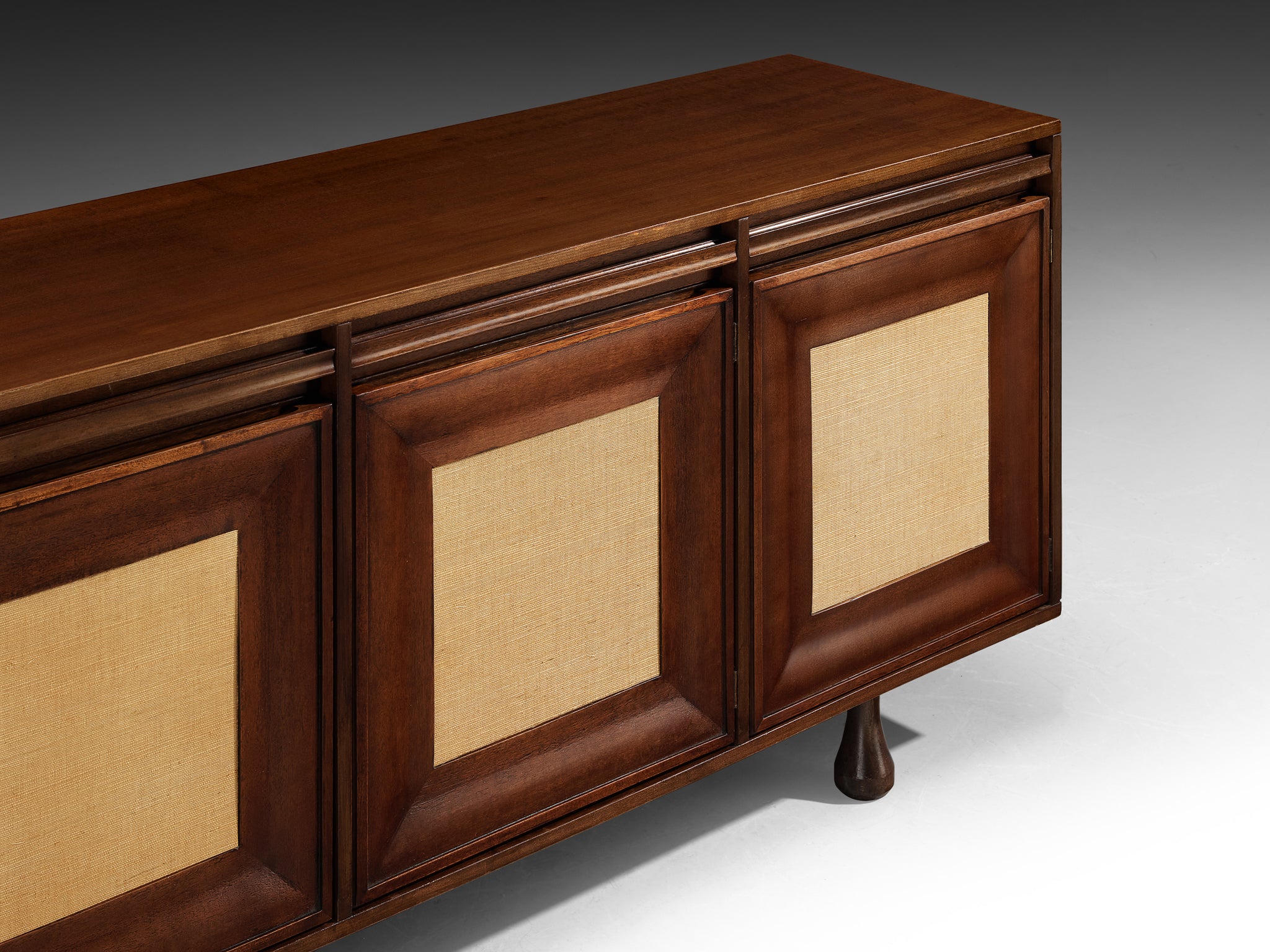 Angelo Mangiarotti for Sorgente dei Mobili Sideboard in Mahogany Grasscloth Case pieces and storage cabinets Morentz