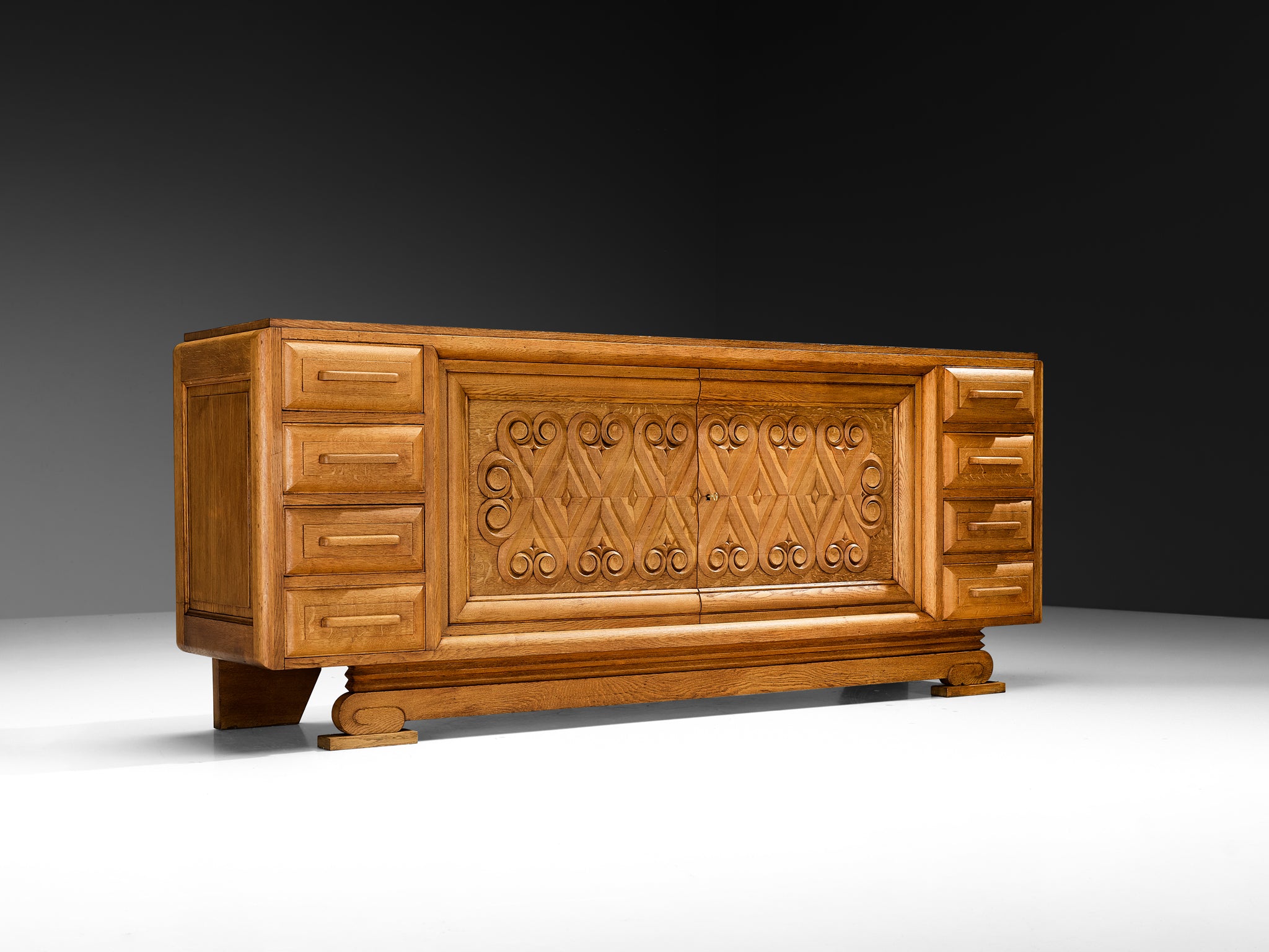 André Le Picard Sideboard in Solid Oak 1930s Case pieces and storage cabinets Morentz
