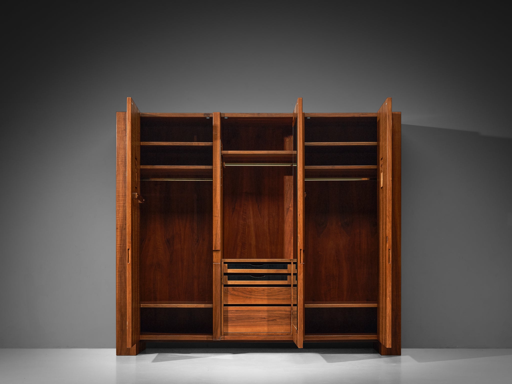 Giuseppe Rivadossi for Officina Rivadossi Grand Wardrobe in Walnut Case pieces and storage cabinets Morentz