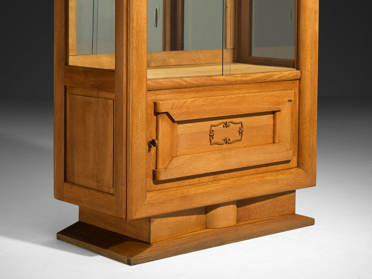 Art Deco Showcase in Oak and Glass and Decorative Copper Detailing Case pieces and storage cabinets Morentz