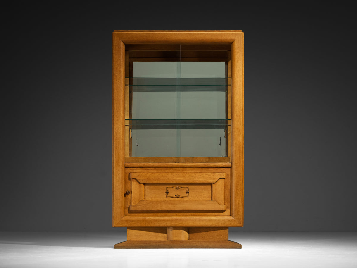 Art Deco Showcase in Oak and Glass and Decorative Copper Detailing Case pieces and storage cabinets Morentz