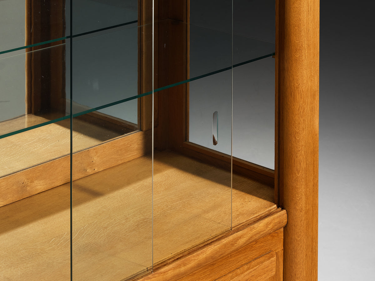 Art Deco Showcase in Oak and Glass and Decorative Copper Detailing Case pieces and storage cabinets Morentz