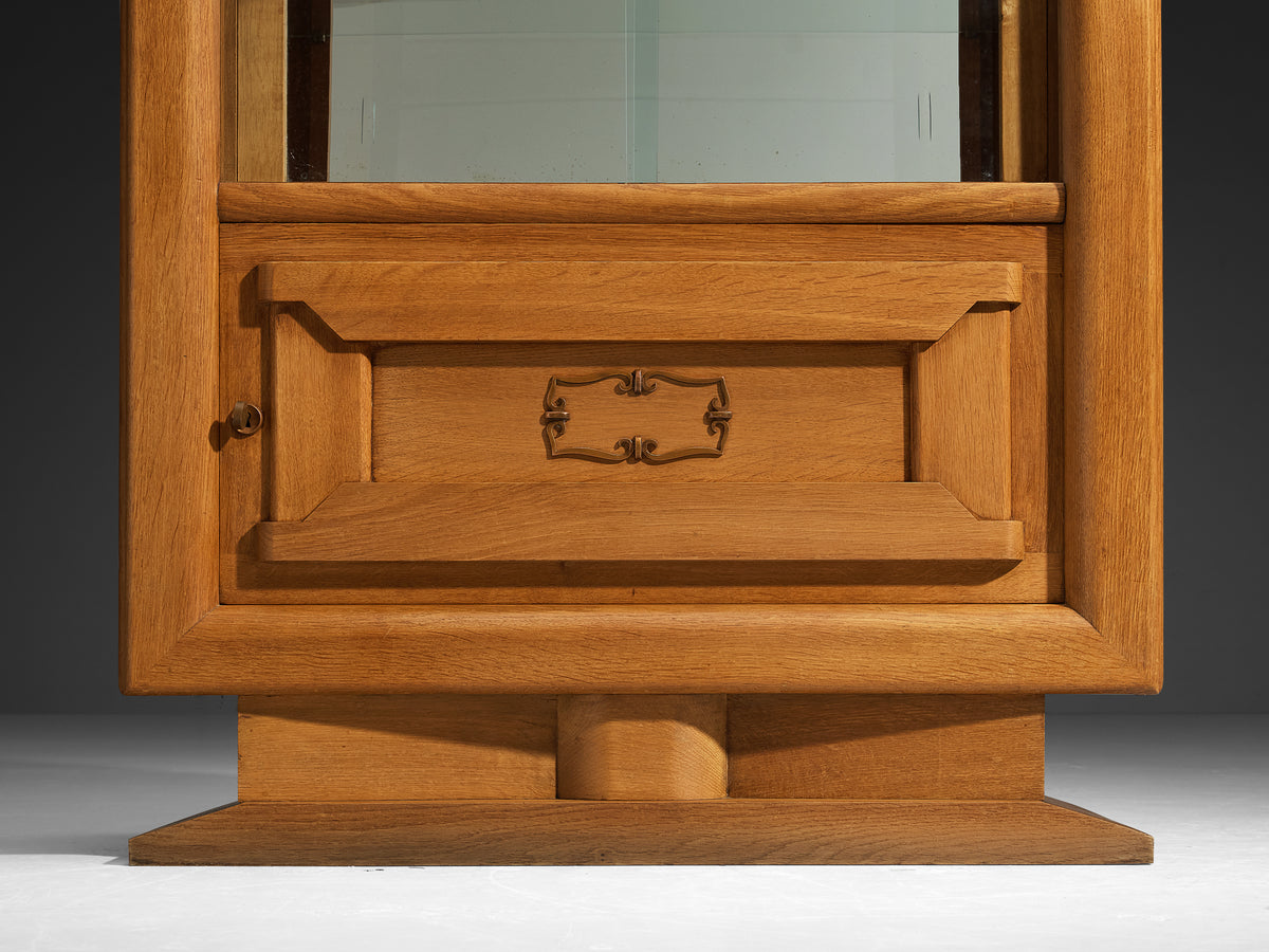 Art Deco Showcase in Oak and Glass and Decorative Copper Detailing Case pieces and storage cabinets Morentz
