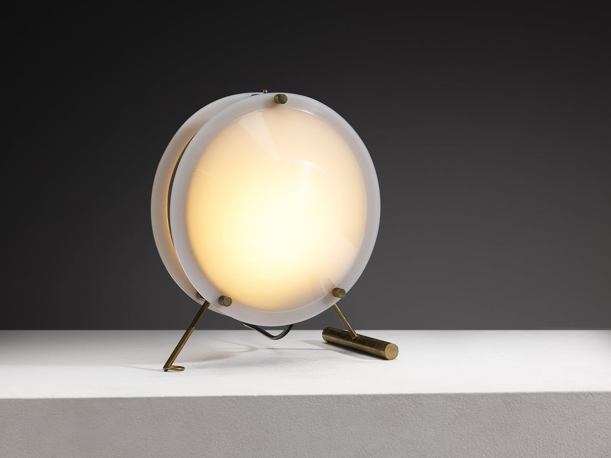 Rare Tito Agnoli for O-Luce '260' Table Lamp in Perspex and Brass Lighting Morentz