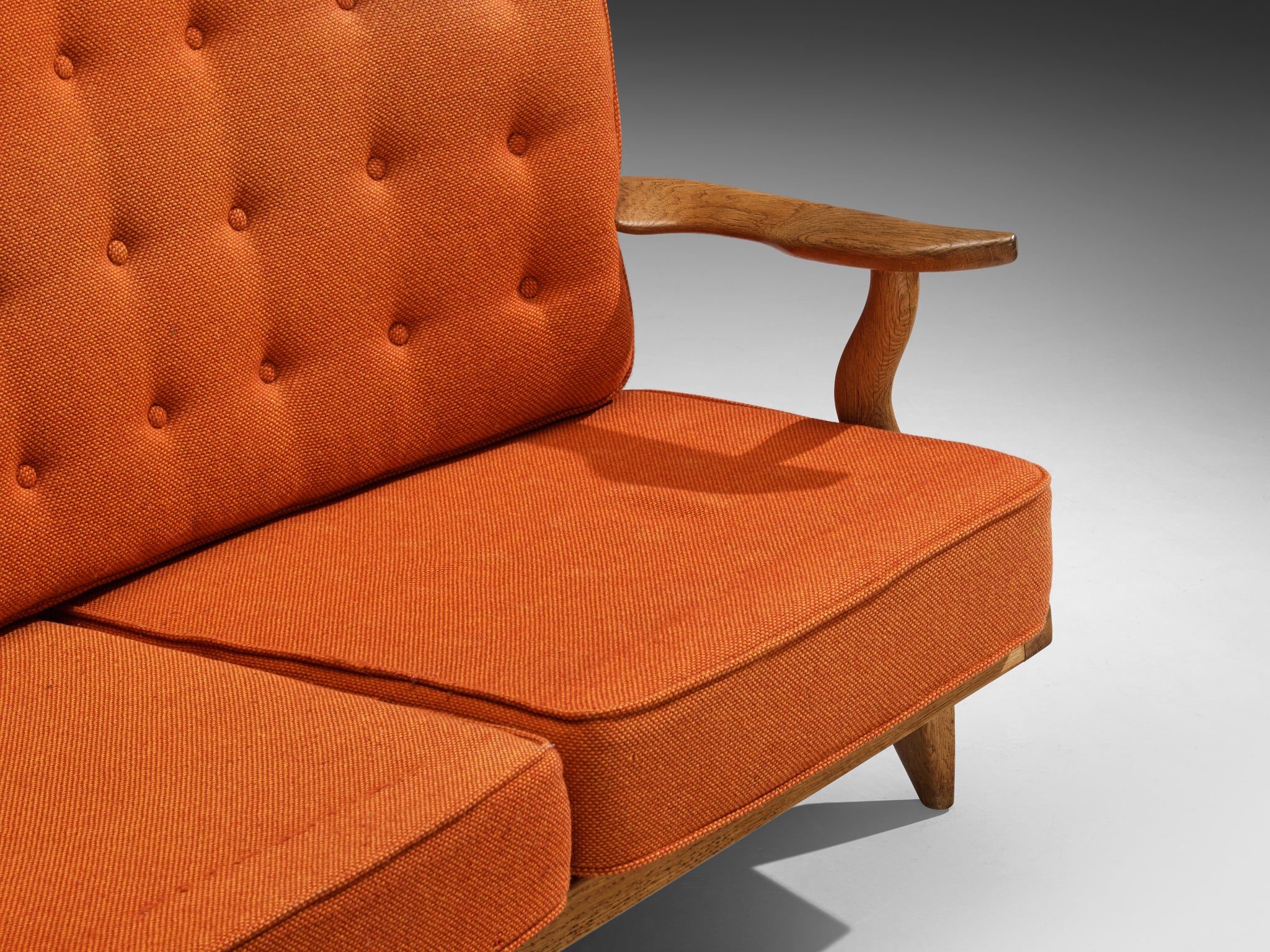 Guillerme & Chambron Grand Repos Sofa in Oak and Orange Upholstery seating Morentz