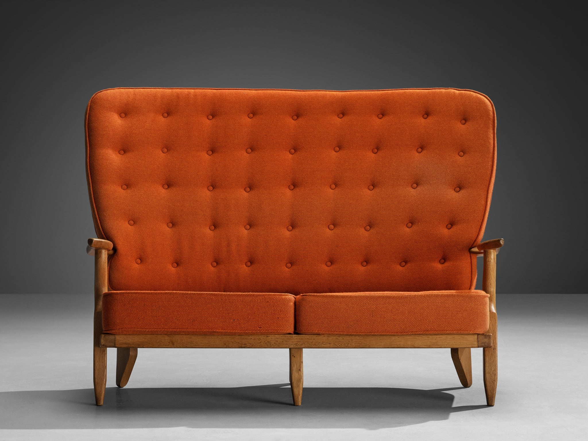 Guillerme & Chambron Grand Repos Sofa in Oak and Orange Upholstery seating Morentz