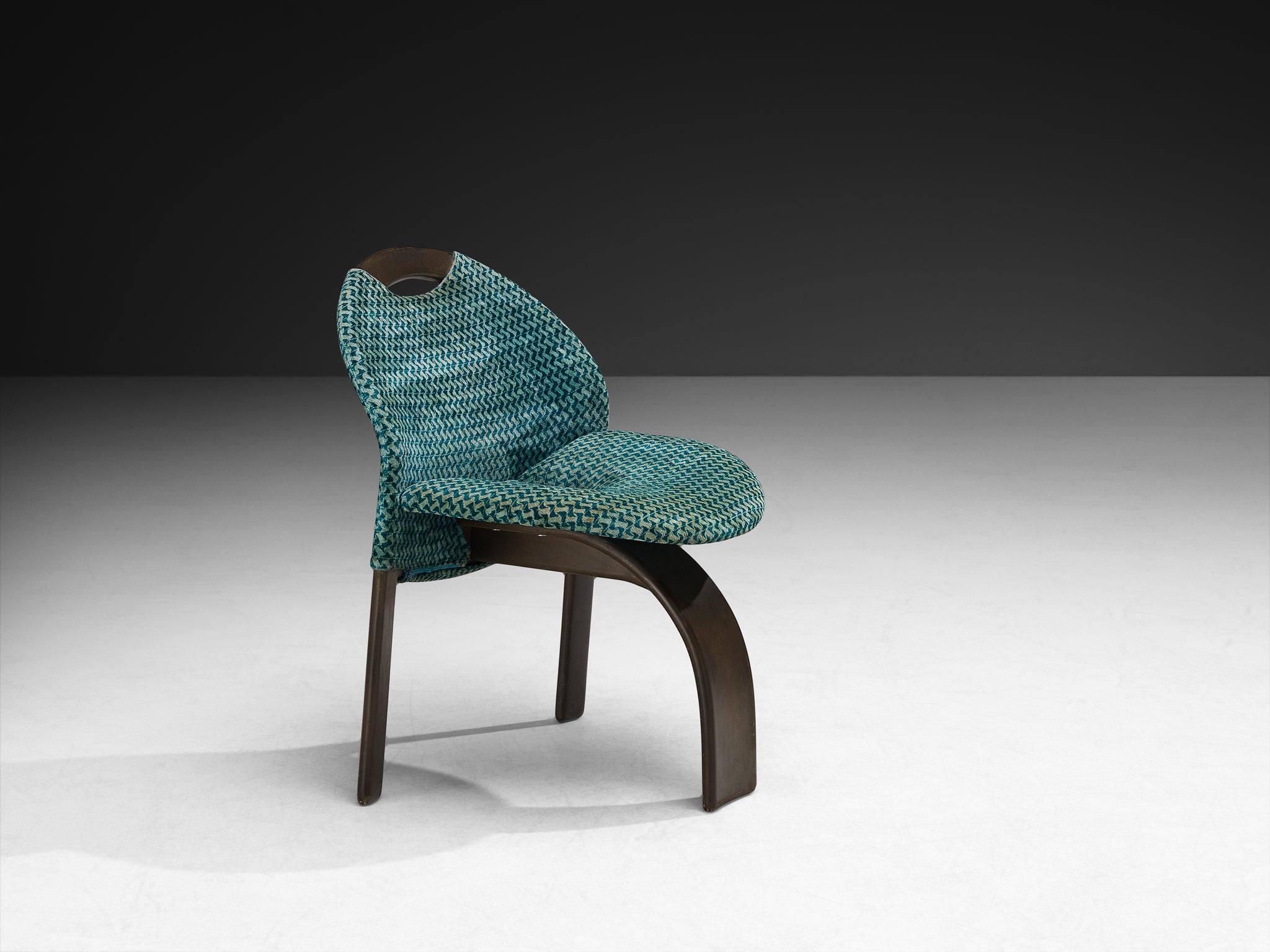 Giovanni Offredi for Saporiti Set of Four 'Sail' Dining Chairs in Turquoise Velvet